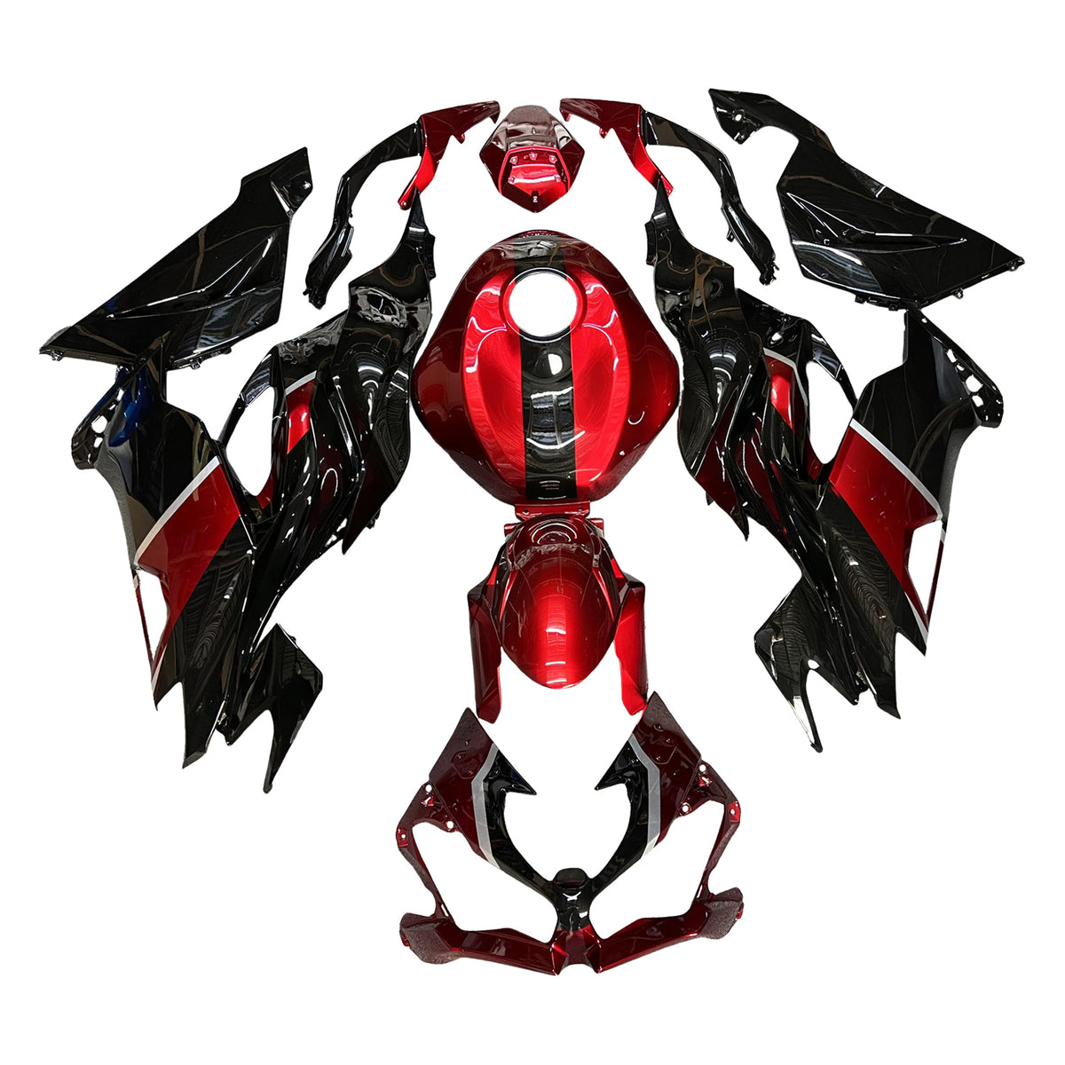 Amotopart 2019–2023 Kawasaki ZX6R Rot Schwarz Verkleidungsset