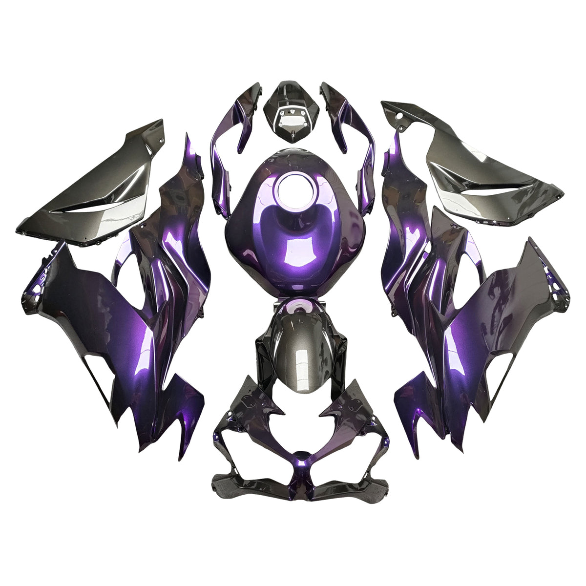 Amotopart 2019-2023 Kawasaki ZX6R Purple Black Fairing Kit