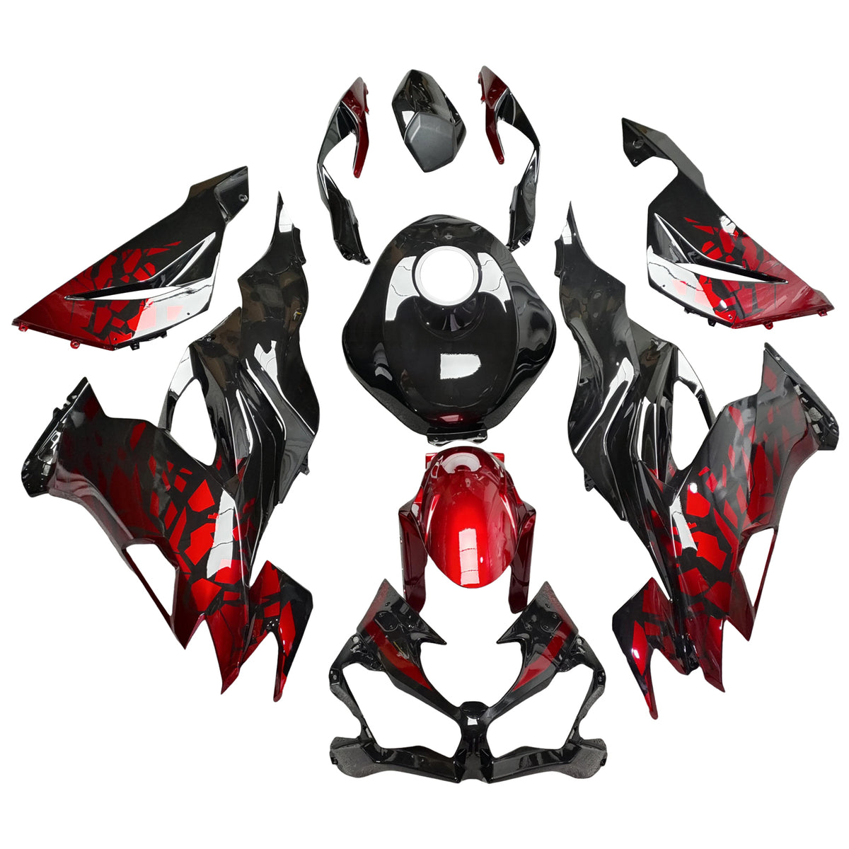 Amotopart 2019-2023 Kawasaki ZX6R Black Red Fairing Kit