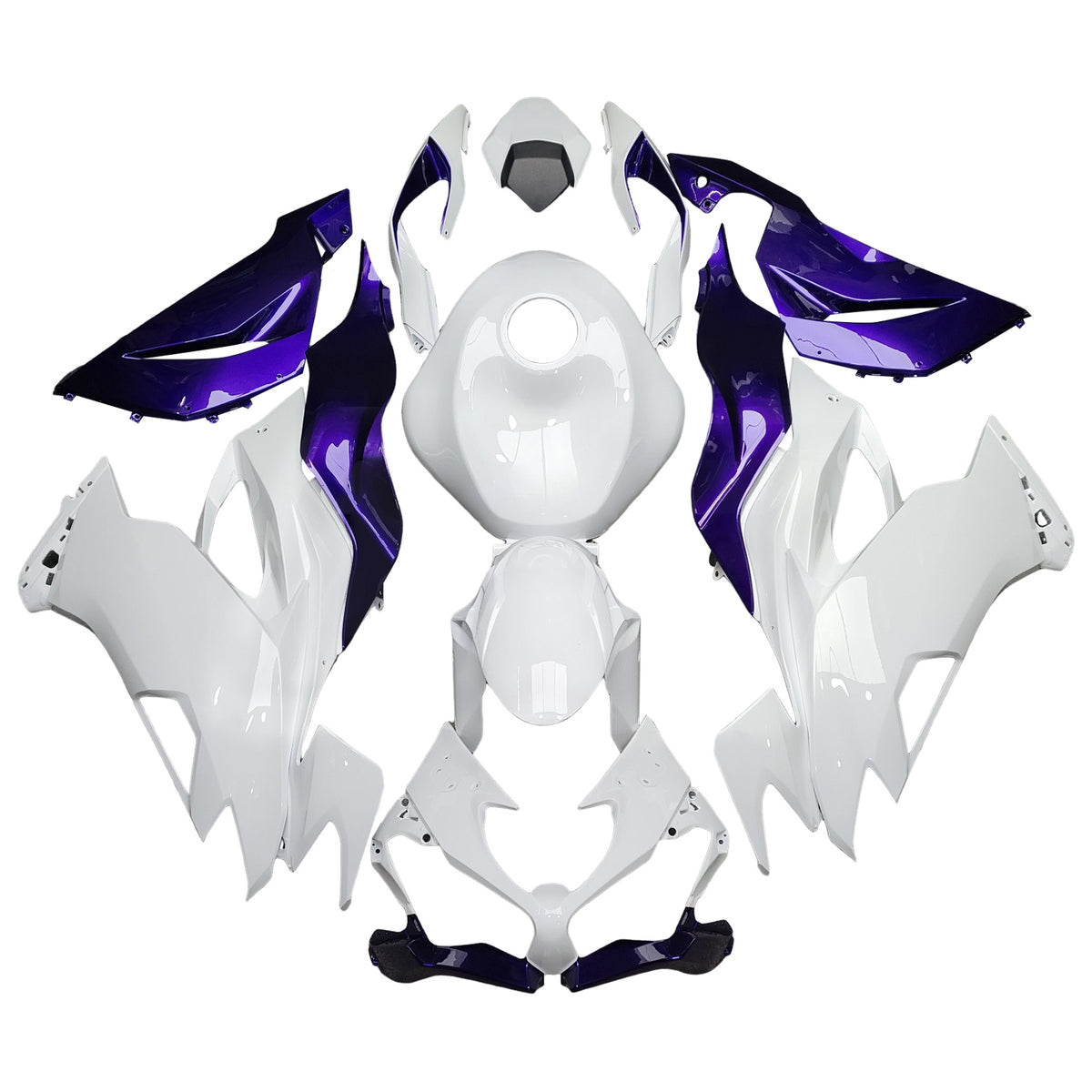 Amotopart 2019-2023 Kawasaki ZX6R White Purple Fairing Kit