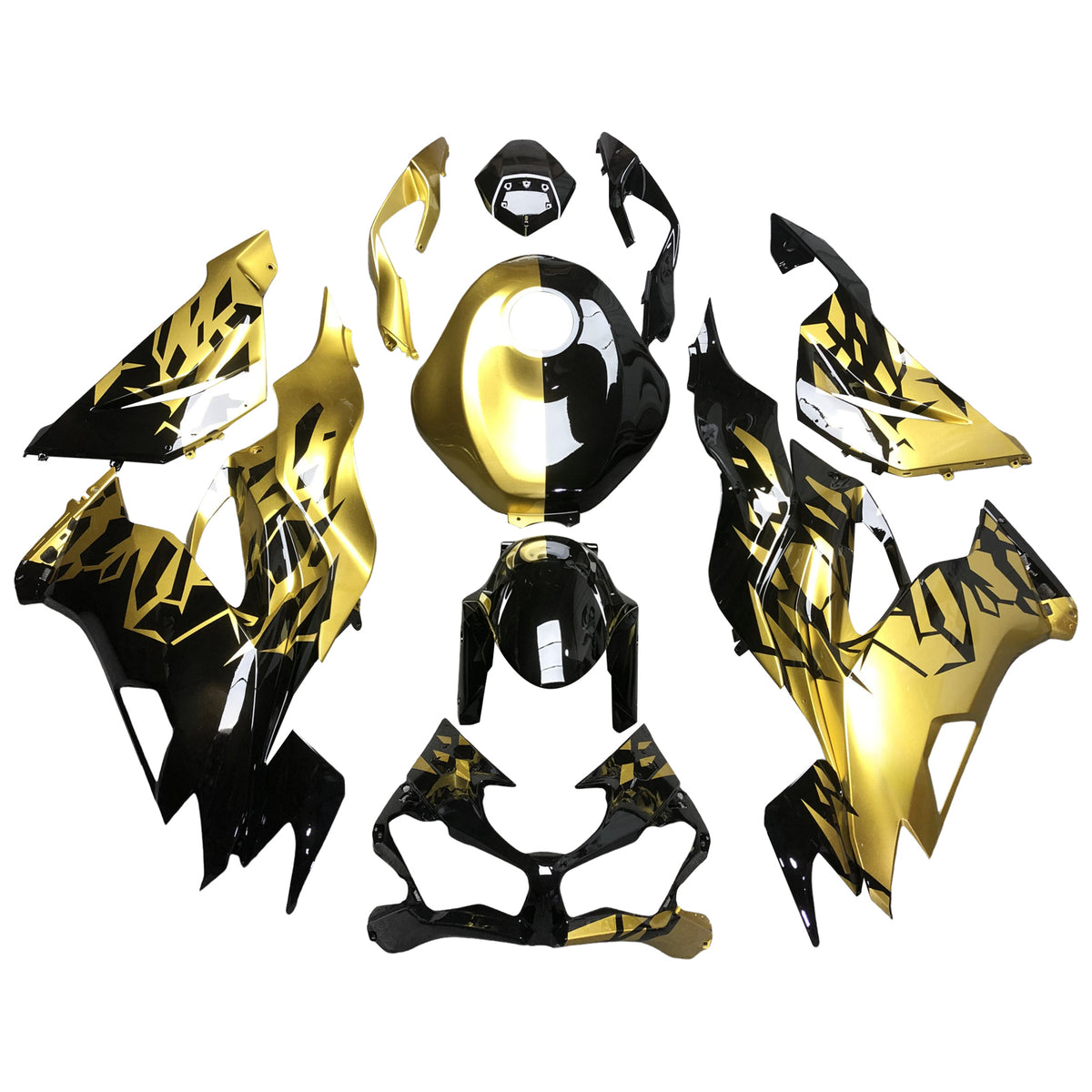 Amotopart 2019-2023 Kawasaki ZX6R Gold Black Fairing Kit