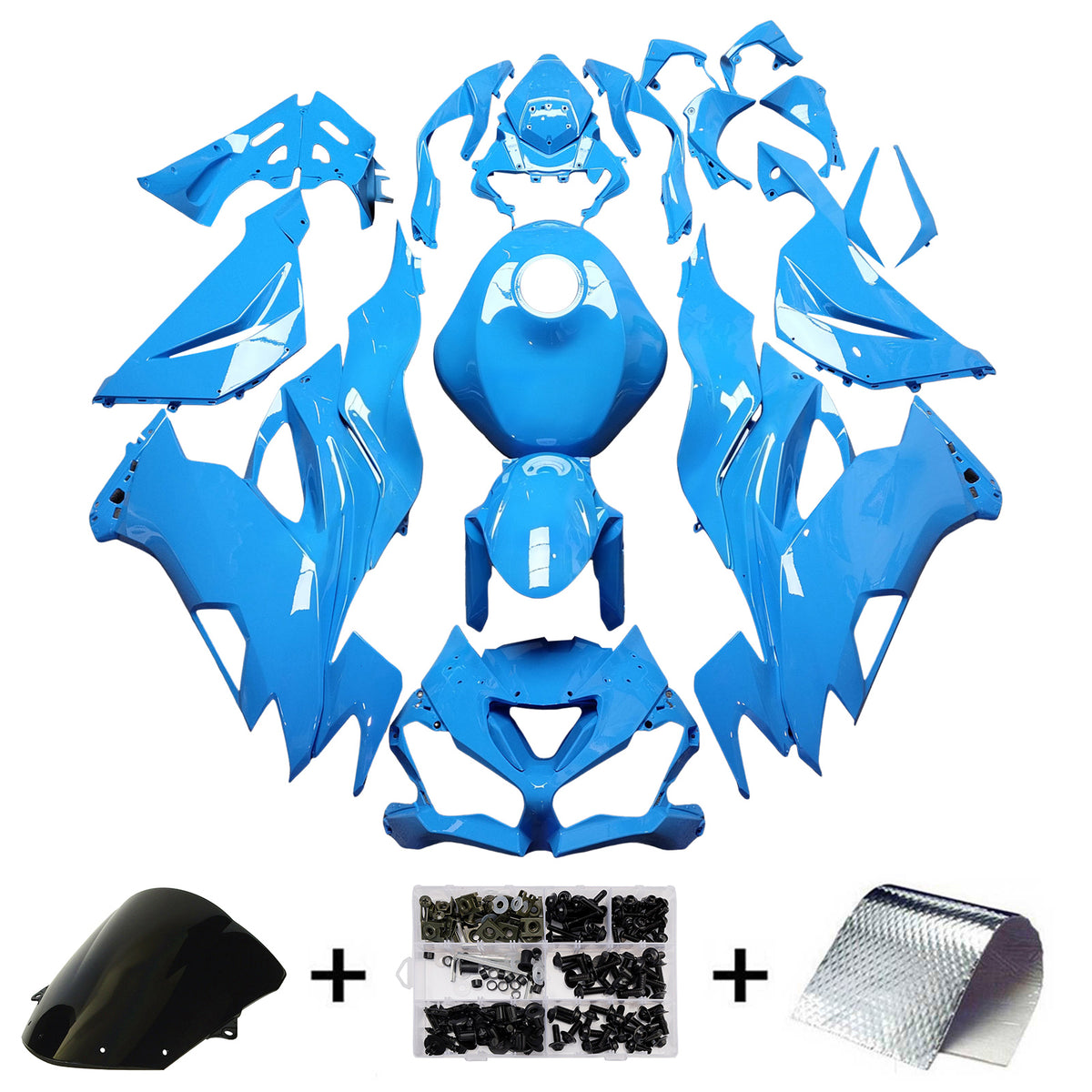 Amotopart 2019-2023 Kawasaki ZX6R Blue Fairing Kit