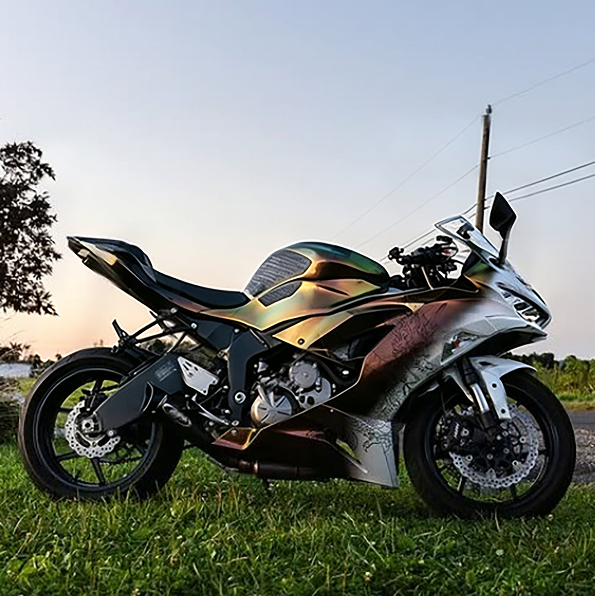 Amotopart 2019-2023 Kawasaki ZX6R Gold White Black Fairing Kit