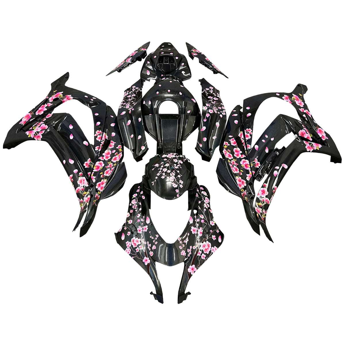 Amotopart 2016-2020 Kawasaki ZX10R Black Pink Fairing Kit