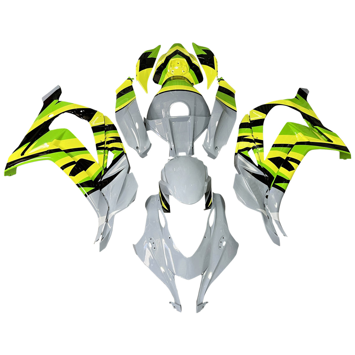 Amotopart 2016-2020 Kawasaki ZX10R Gray Neon Yellow Black Fairing Kit