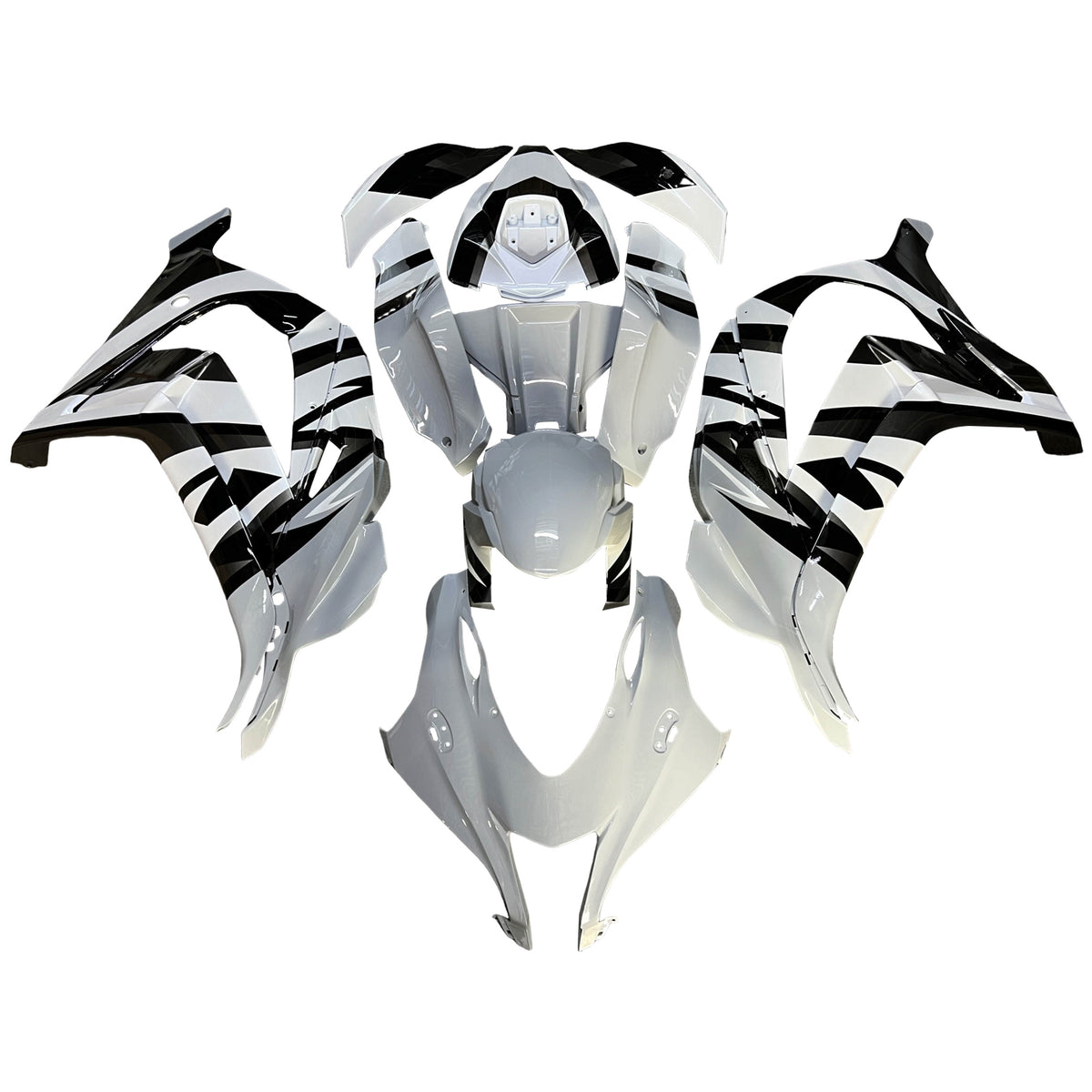 Amotopart 2016-2020 Kawasaki ZX10R White Gray Black Fairing Kit