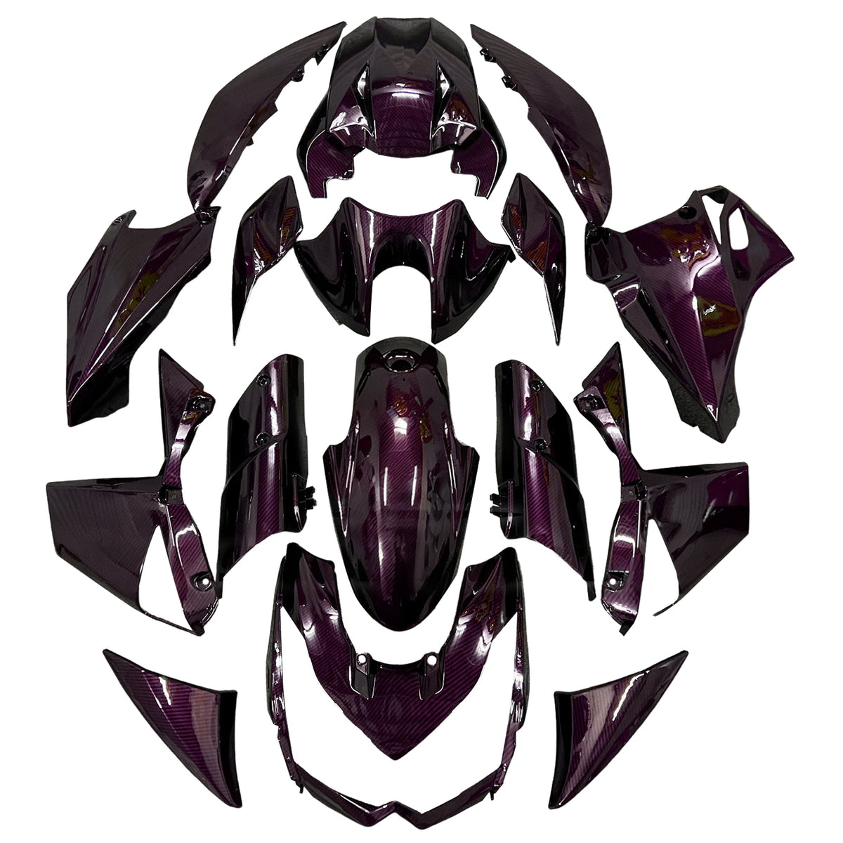 Amotopart 2010–2013 Kawasaki Z1000 lila Karbonfaser-Muster-Verkleidungsset