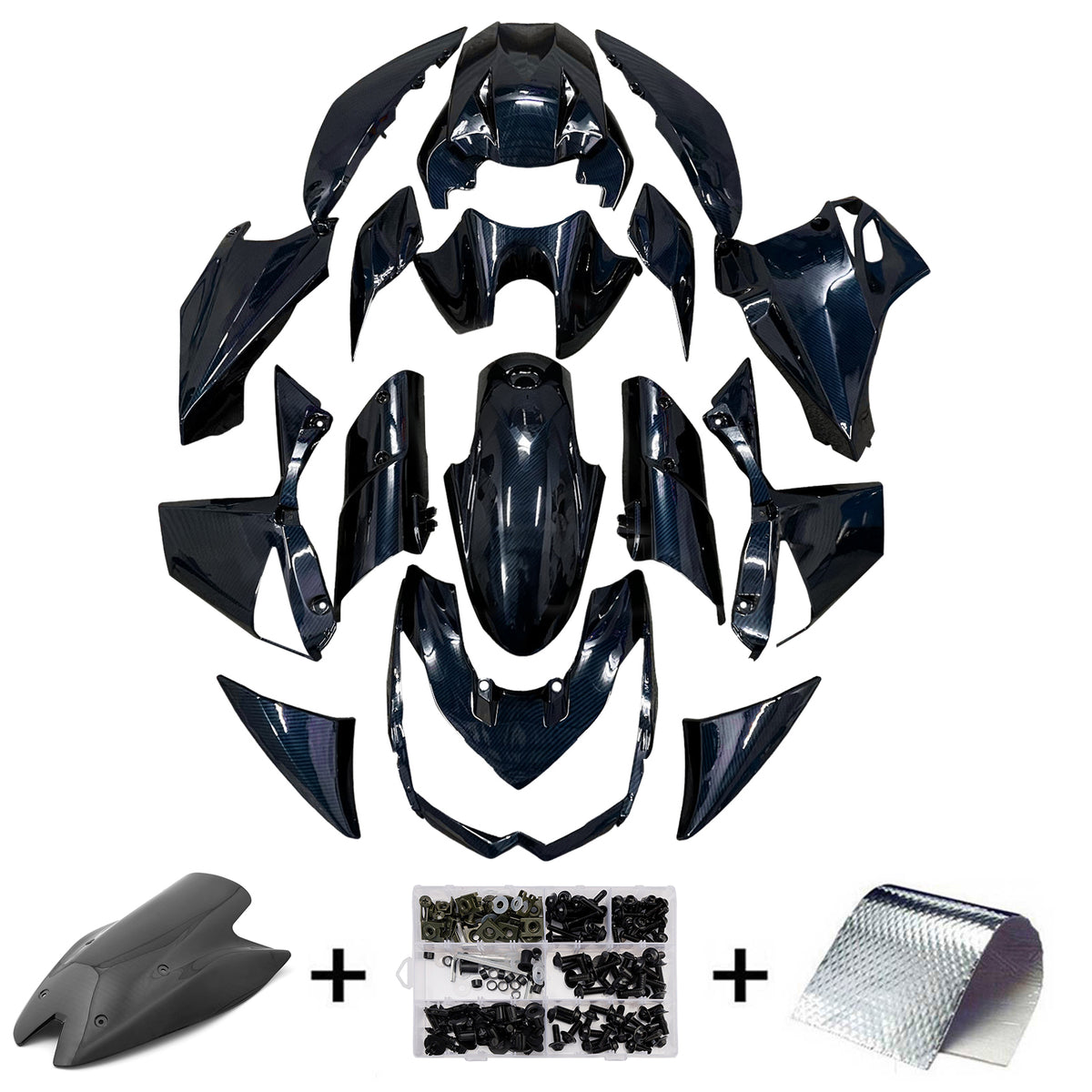 Amotopart 2010-2013 Kawasaki Z1000 Blue Carbon Fiber Pattern Fairing Kit