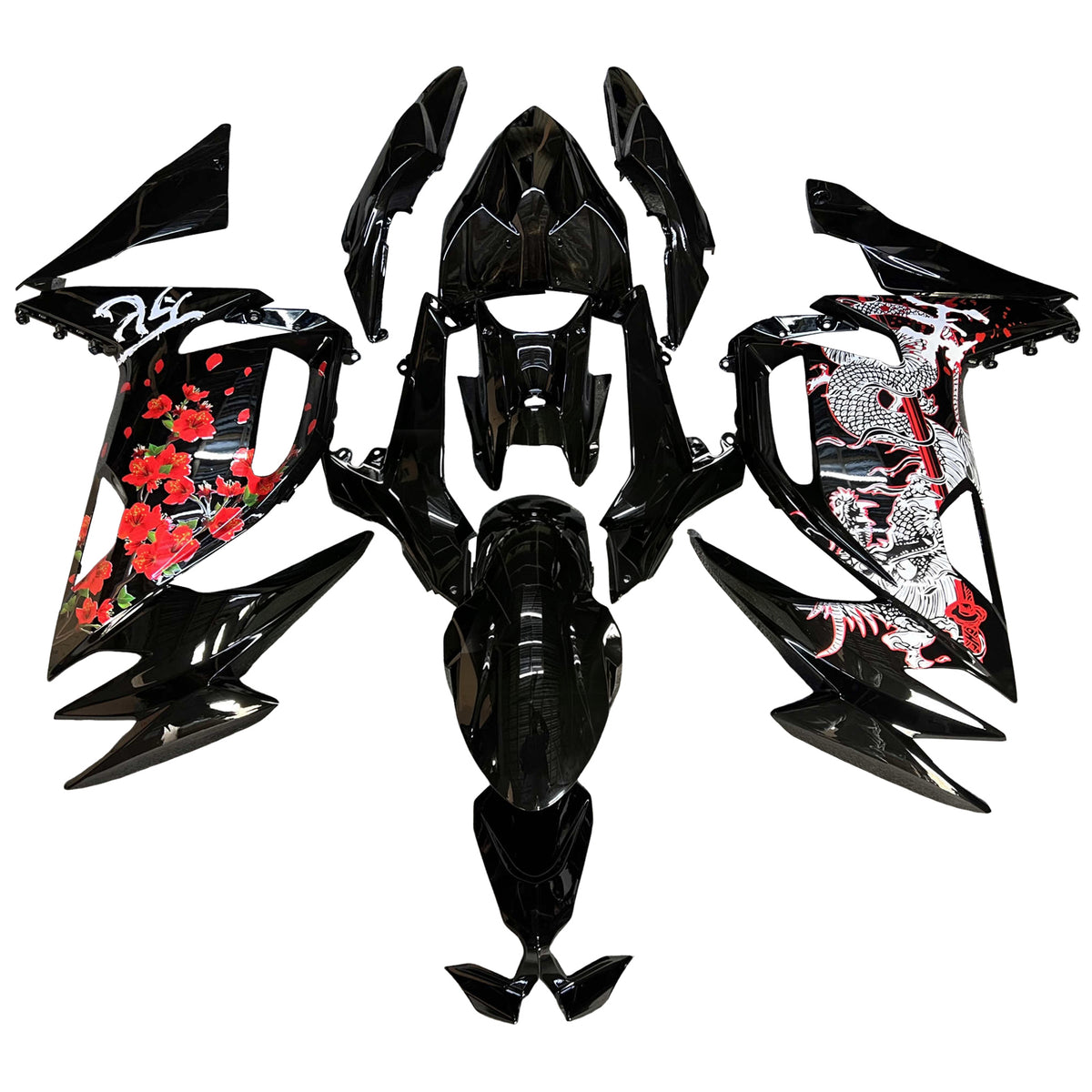 Amotopart 2020-2026 Kawasaki ER-6F Ninja650 Zwart Rood Wit Kuipset