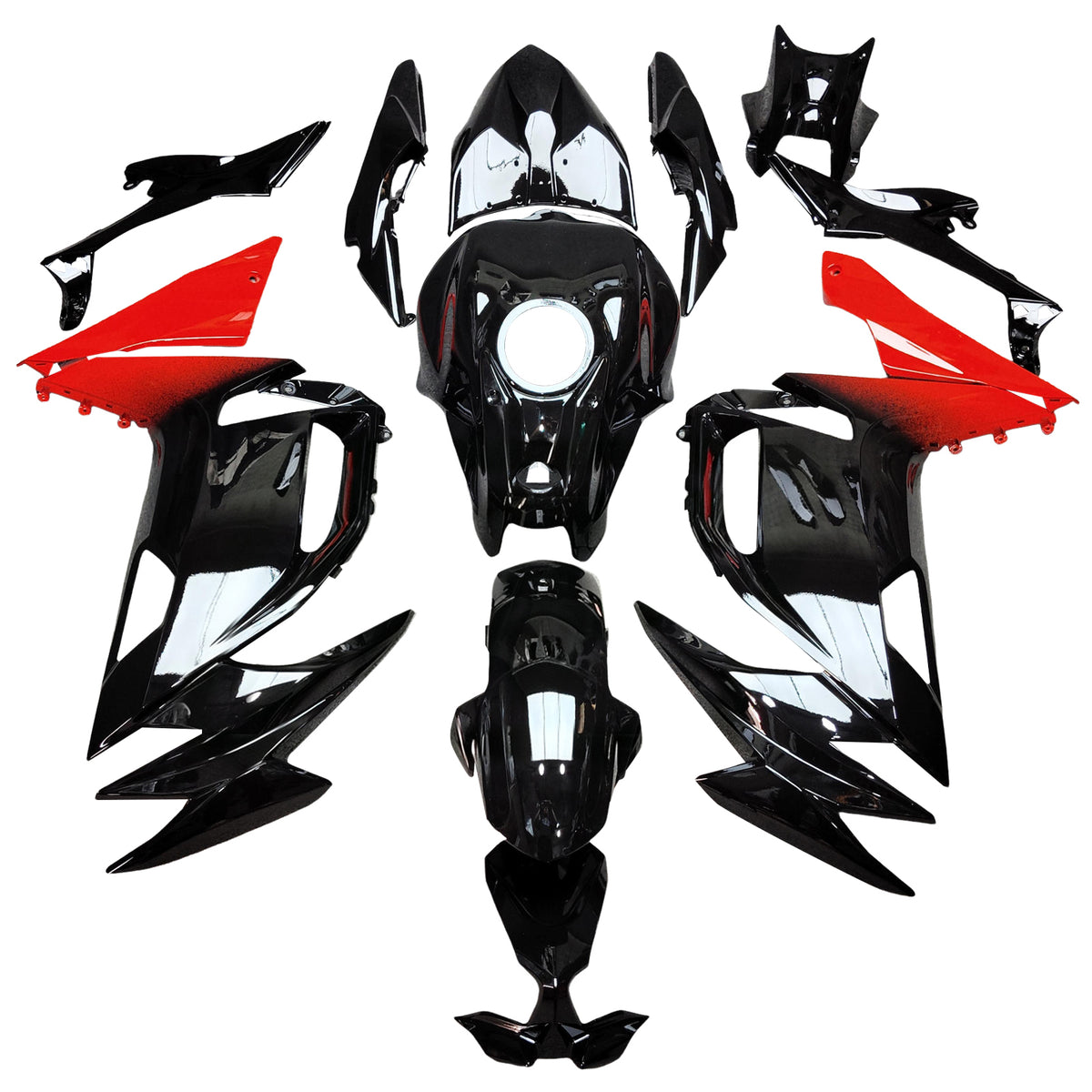 Amotopart 2020-2026 Kawasaki ER-6F Ninja650 Kit de carenado negro rojo blanco