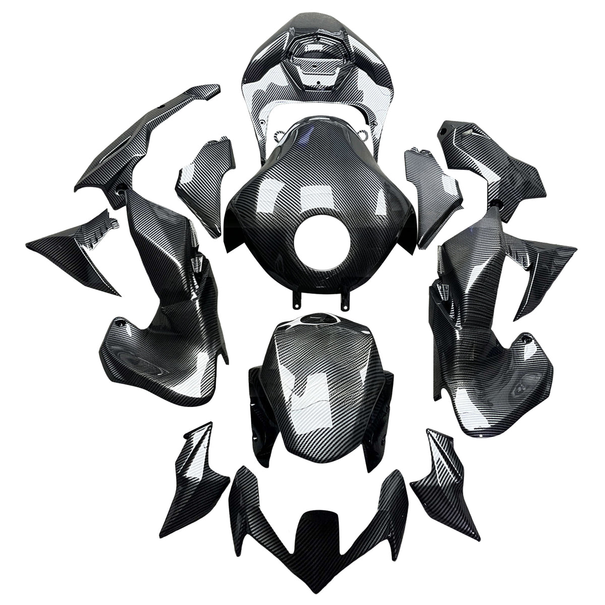 Amotopart 2020-2024 Kawasaki Z900 Black Carbon Fiber Pattern Fairing Kit