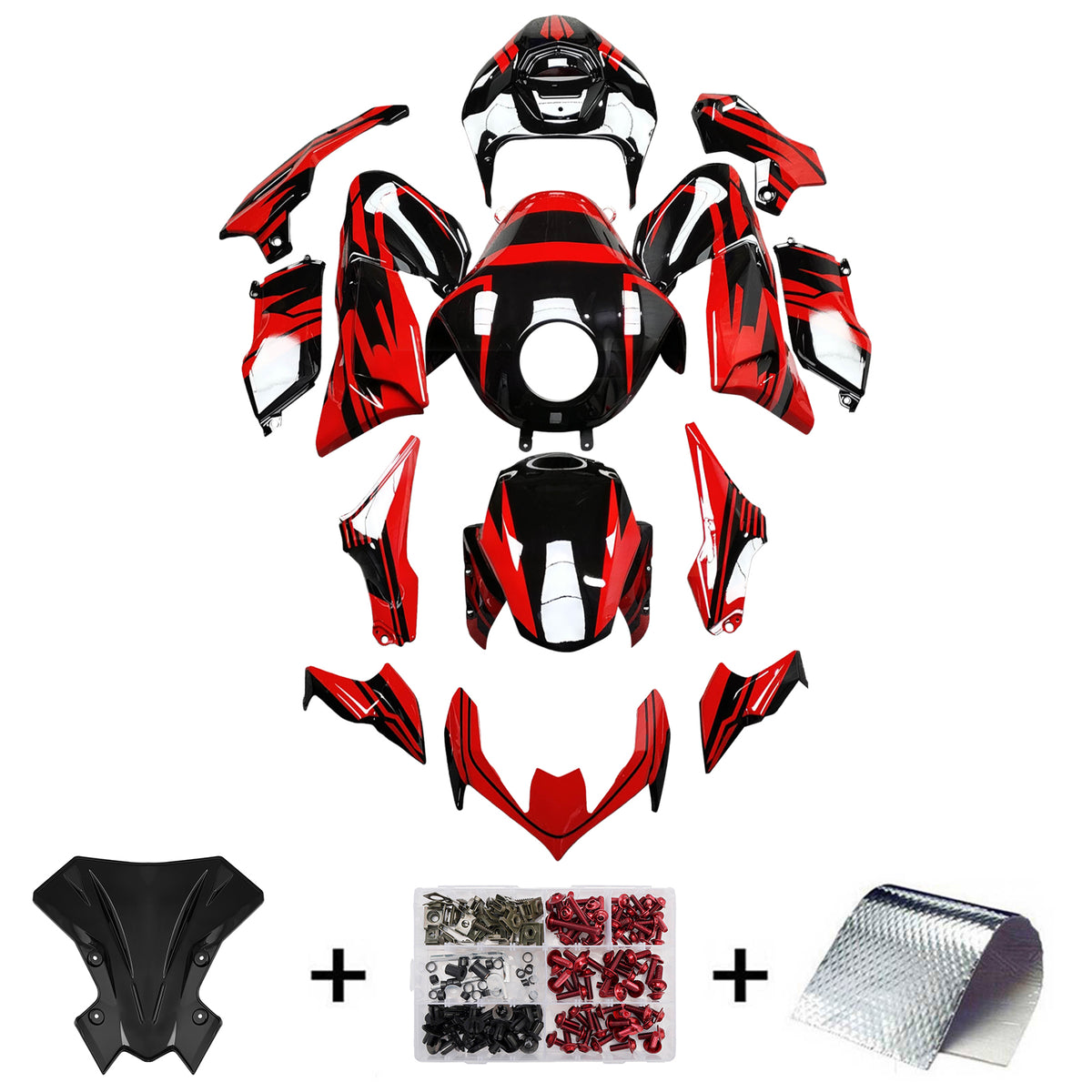 Amotopart 2020-2024 Kawasaki Z900 Red Black White Fairing Kit