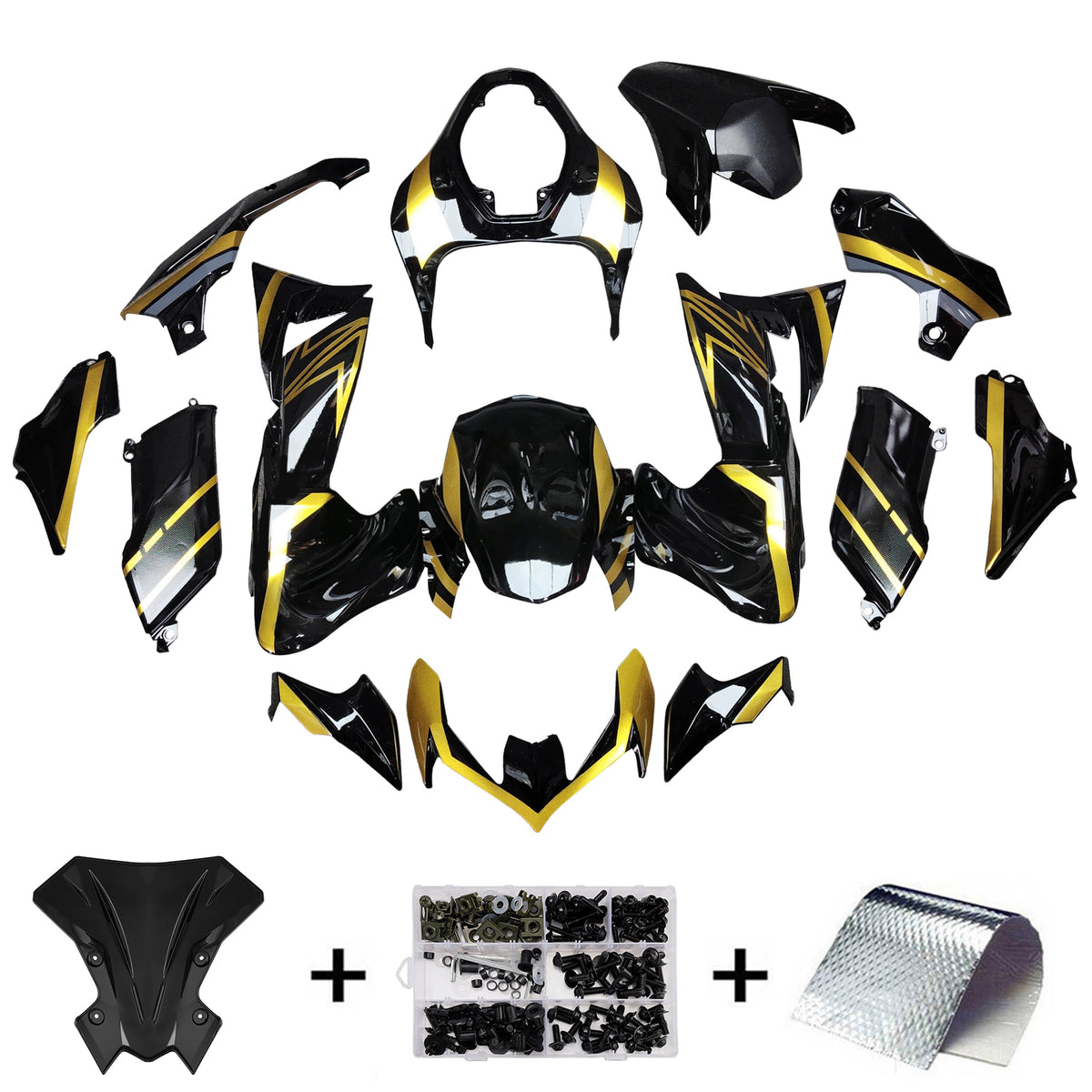 Amotopart 2020-2024 Kawasaki Z900 Black Yellow White Fairing Kit
