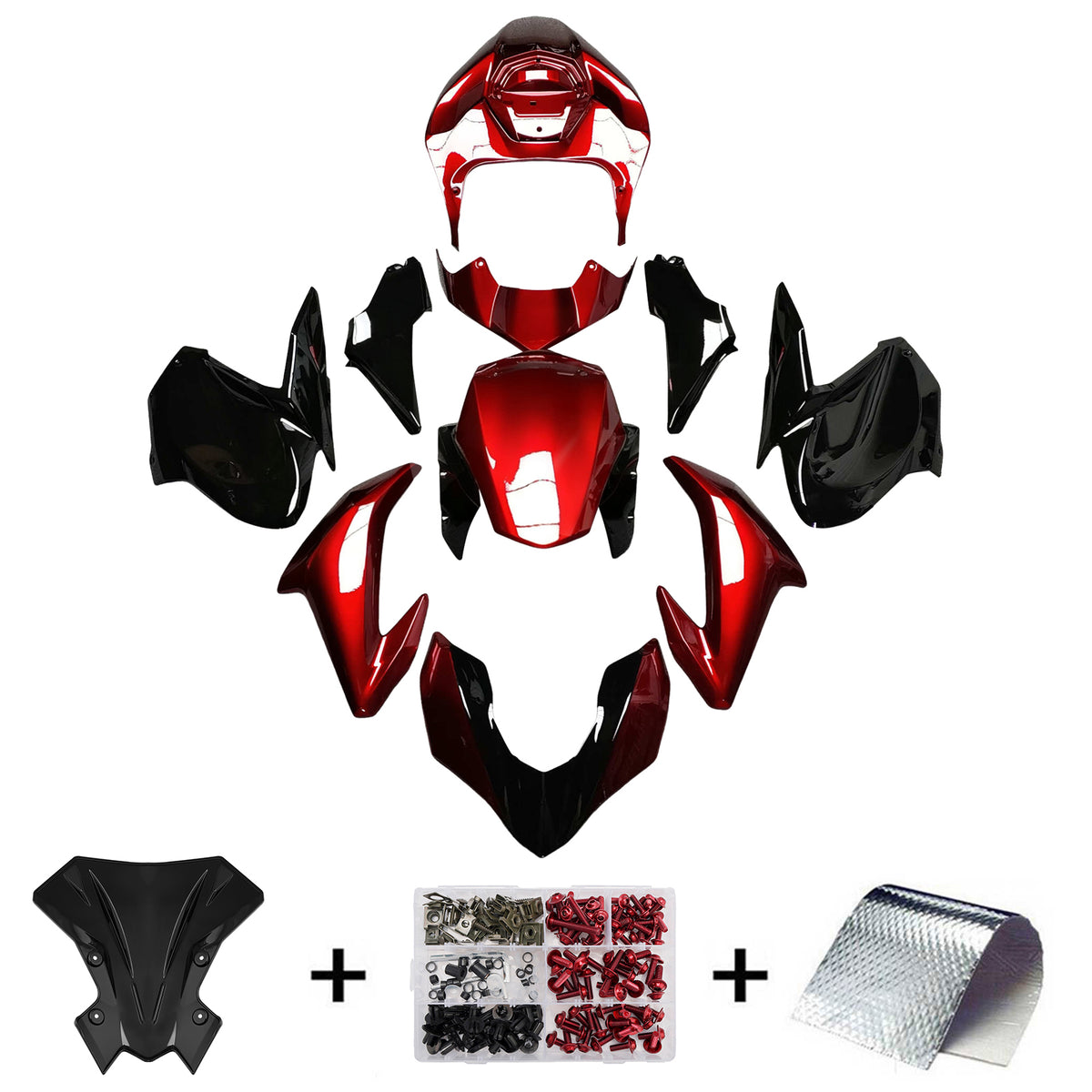 Amotopart 2020-2024 Kawasaki Z900 Red Black Fairing Kit