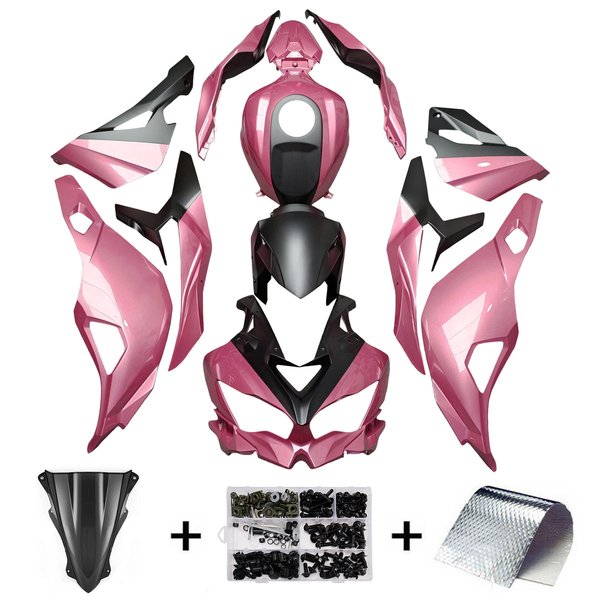 Amotopart 2019-2026 Kawasaki Ninja ZX-25R ZX-4R ZX-4RR Pink Black Fairing Kit