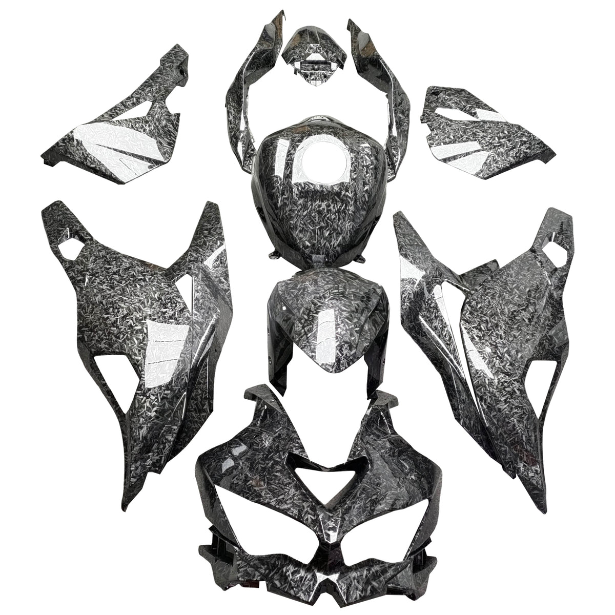 Amotopart 2019-2026 Kawasaki Ninja ZX-25R ZX-4R ZX-4RR Sort Hvid Forged Carbon Fiber Pattern Fairing Kit