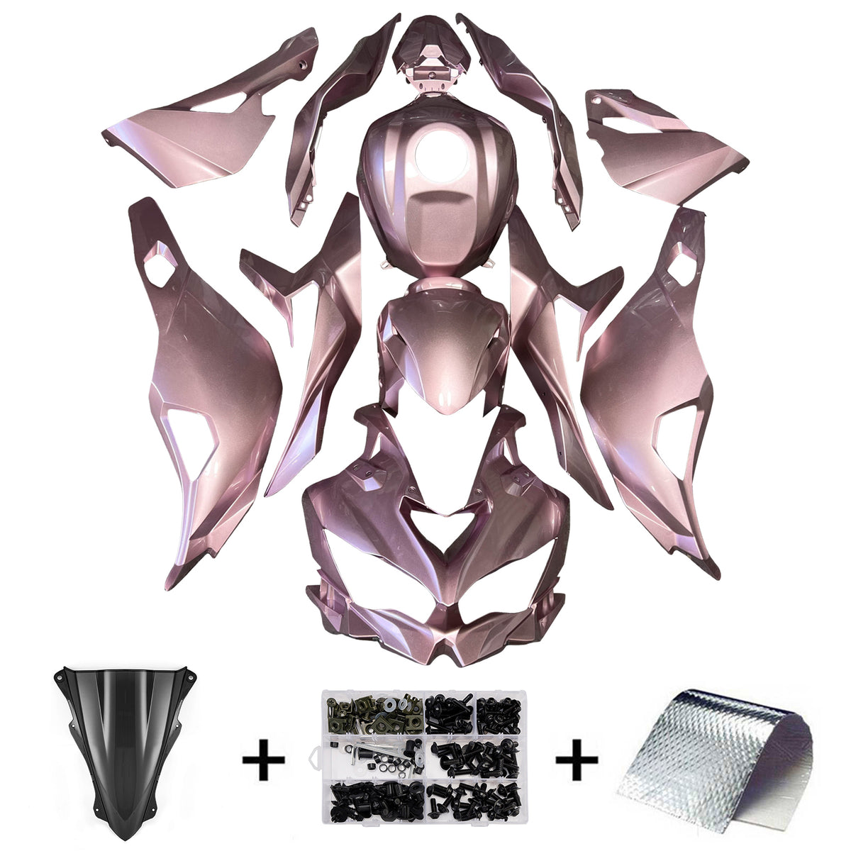 Amotopart 2019-2026 Kawasaki Ninja ZX-25R ZX-4R ZX-4RR Pink Fairing Kit