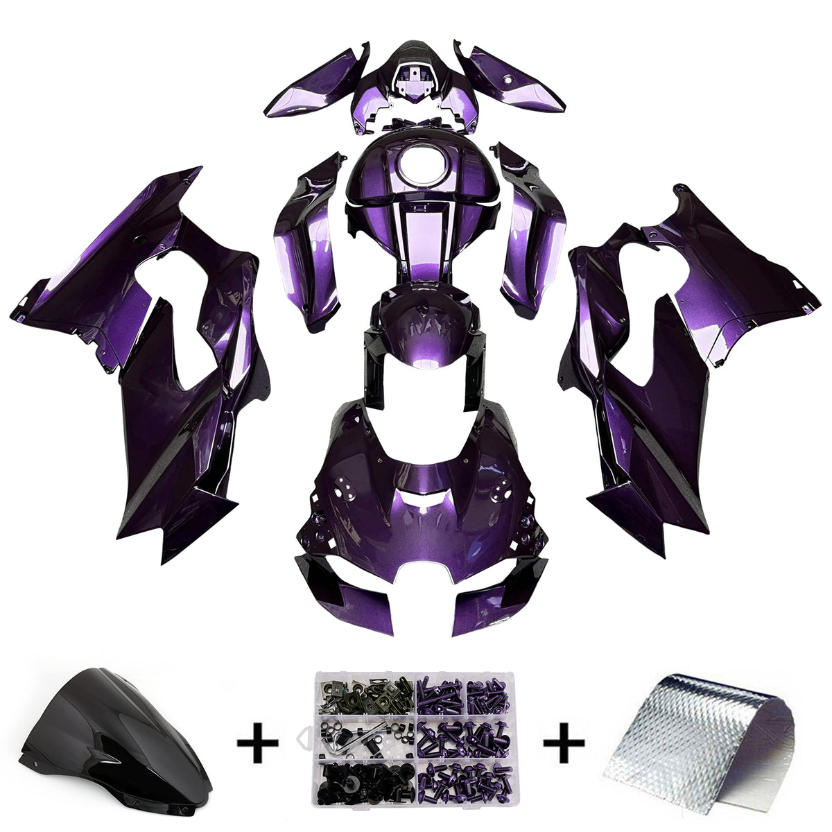 Amotopart 2021-2025 Kawasaki ZX-10R ZX-10RR Purple Black Fairing Kit
