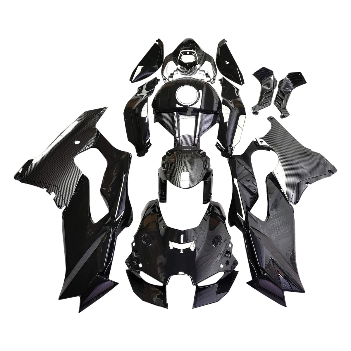 Amotopart 2021-2025 Kawasaki ZX-10R ZX-10RR Black Carbon Fiber Pattern Fairing Kit