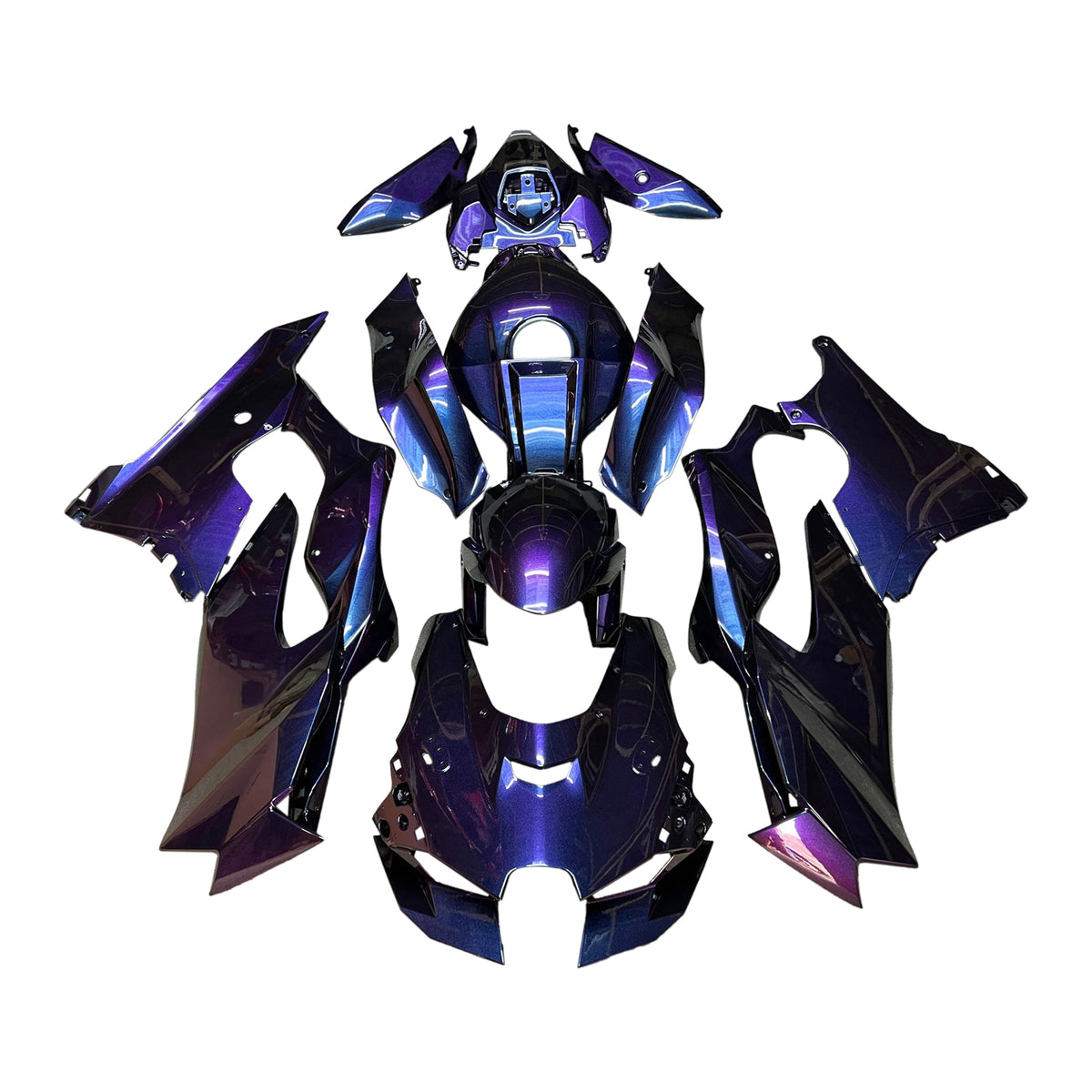 Amotopart 2021-2025 Kawasaki ZX-10R ZX-10RR Purple Blue Black Chameleon Fairing Kit