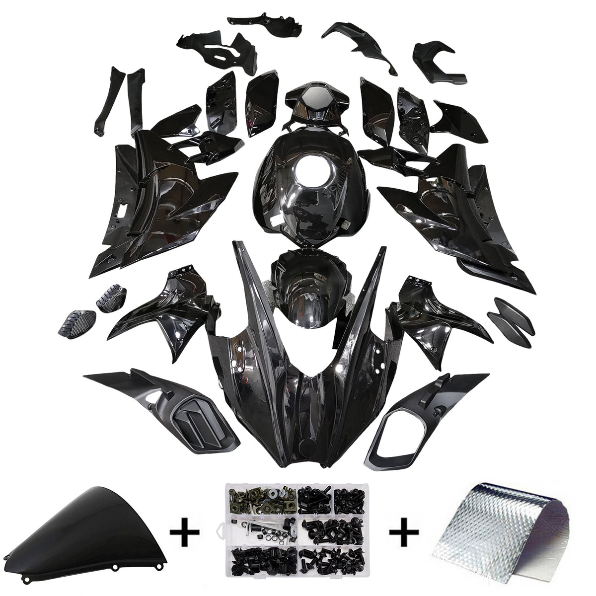 Amotopart 2015-2025 Kawasaki Ninja H2 Black Fairing Kit