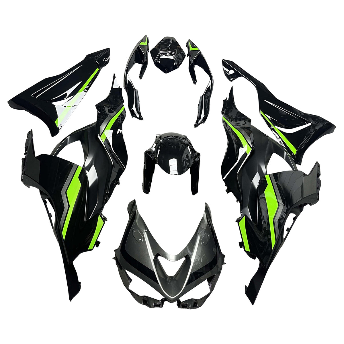 Amotopart 2024-2026 Kawasaki ZX-6R Black Green Fairing Kit