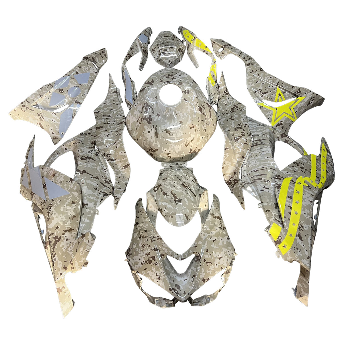Amotopart 2024-2026 Kawasaki ZX-6R Silver Yellow Fairing Kit