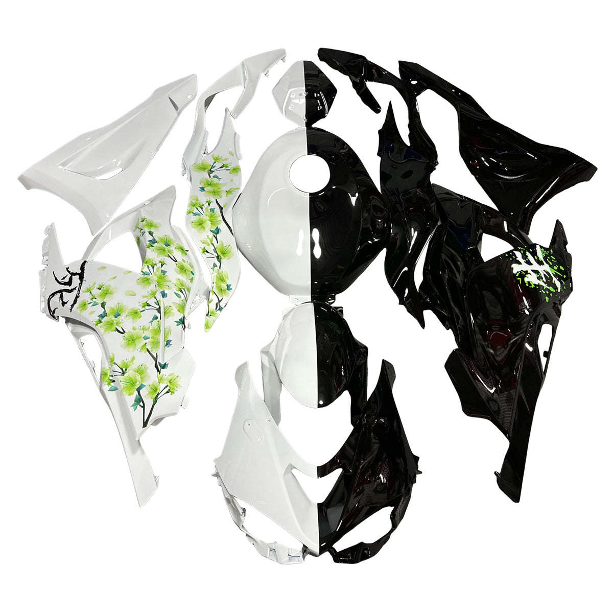 Amotopart 2024-2026 Kawasaki ZX-6R White Black Green Fairing Kit