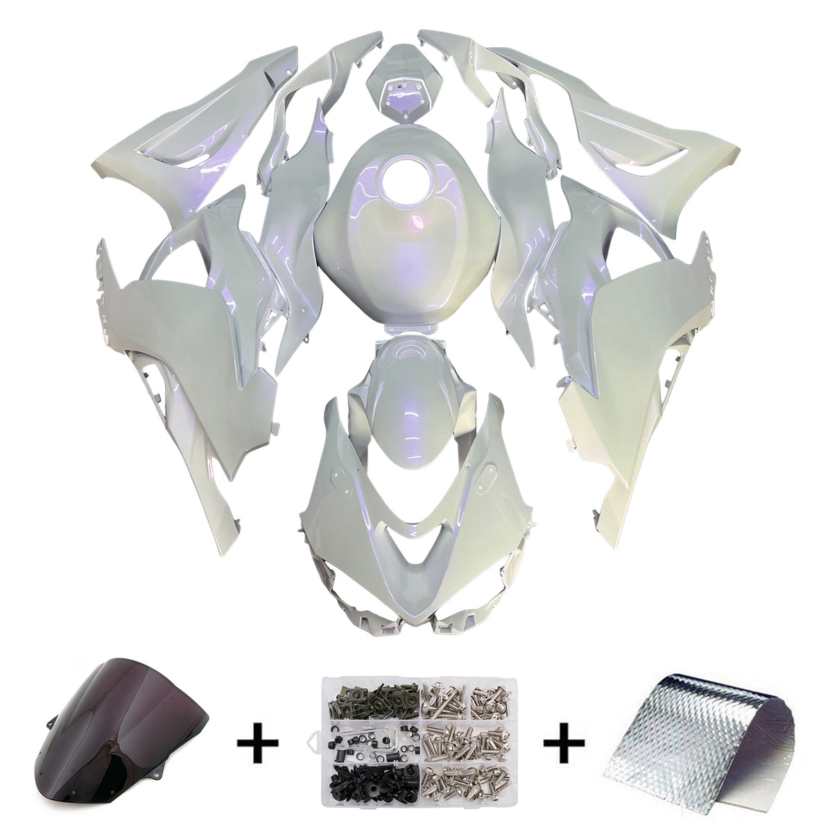 Amotopart 2024-2026 Kawasaki ZX-6R Pearl White Purple Fairing Kit