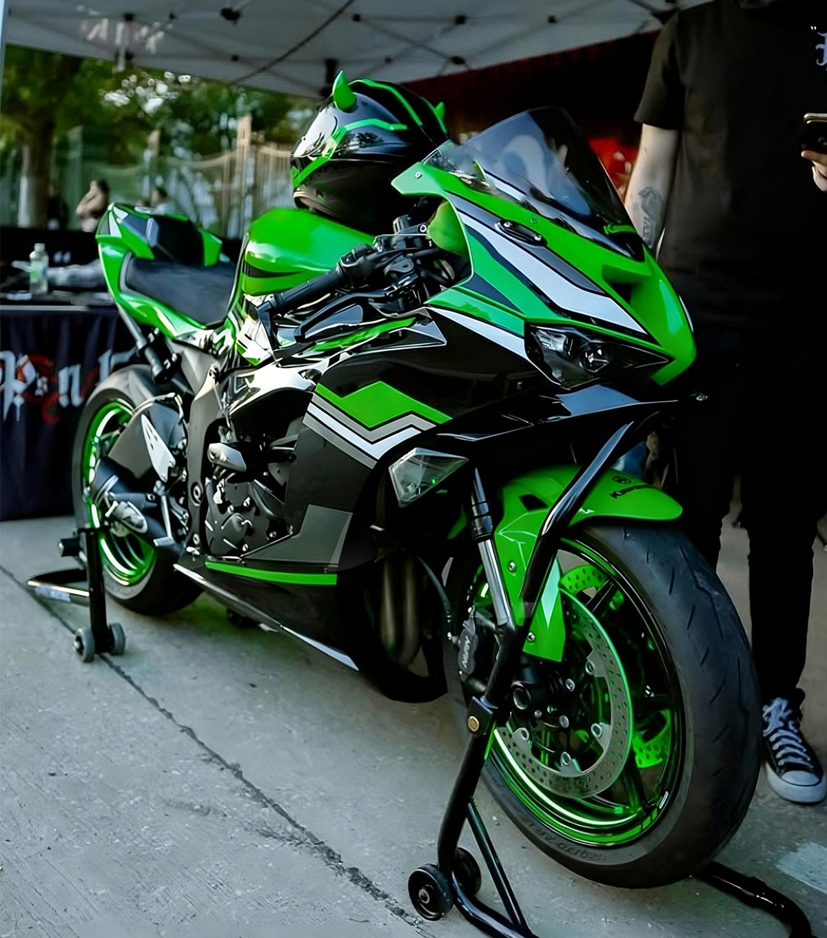 Amotopart 2024-2026 Kawasaki ZX-6R Kit de carénage vert noir
