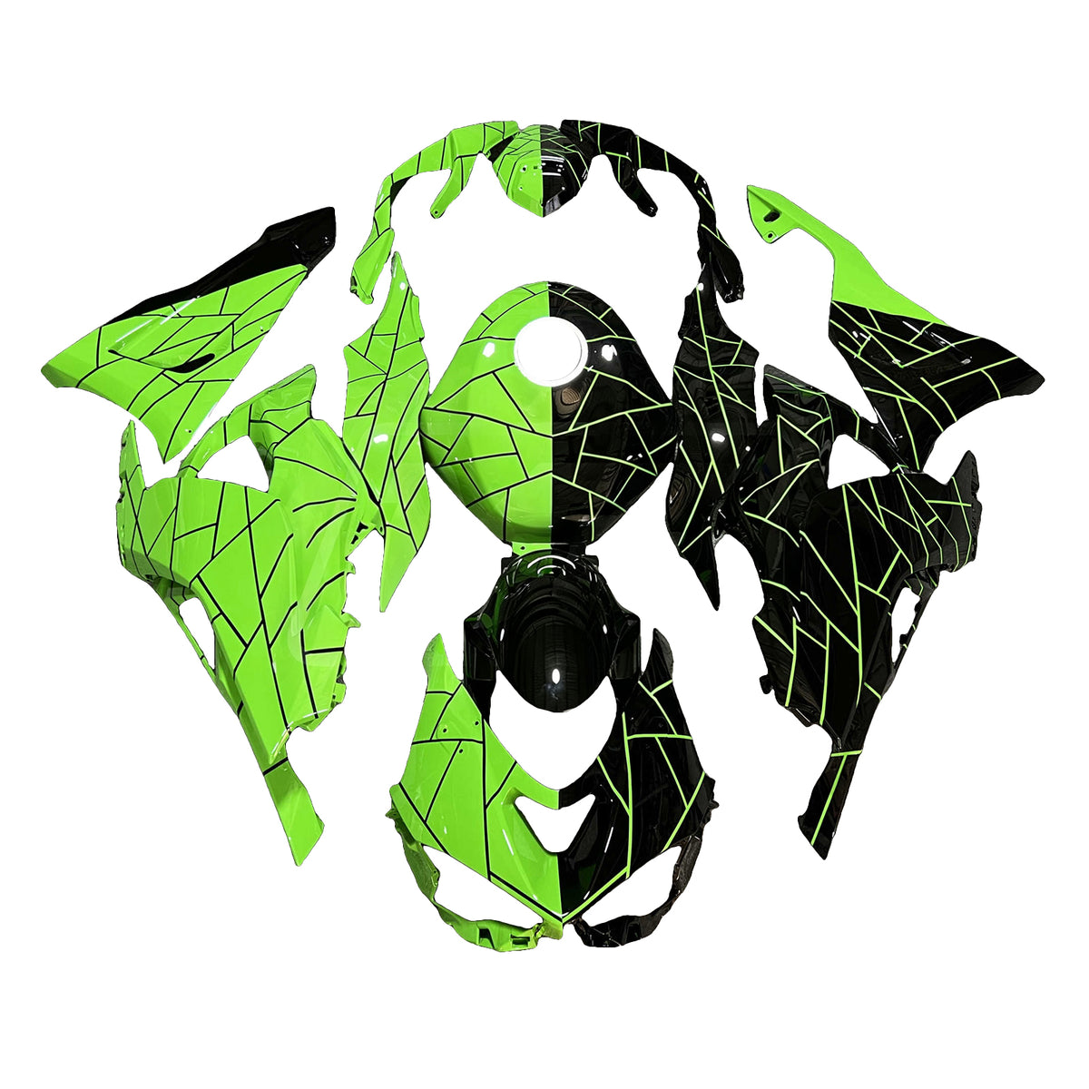 Amotopart 2024-2026 Kawasaki ZX-6R Green Black Fairing Kit
