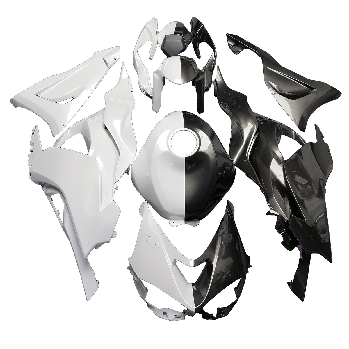 Amotopart 2024-2026 Kawasaki ZX-6R White Black Fairing Kit