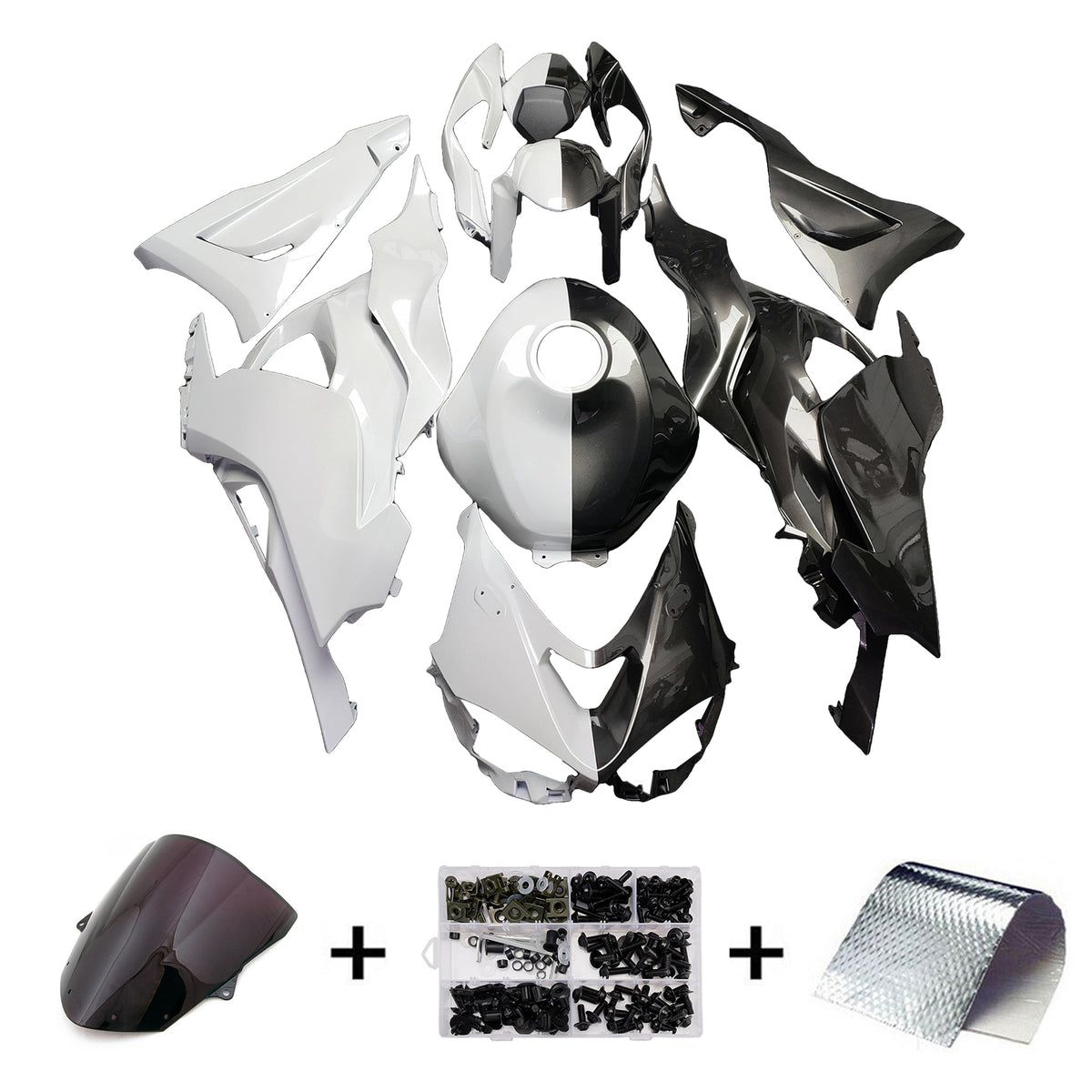 Amotopart 2024-2026 Kawasaki ZX-6R White Black Fairing Kit