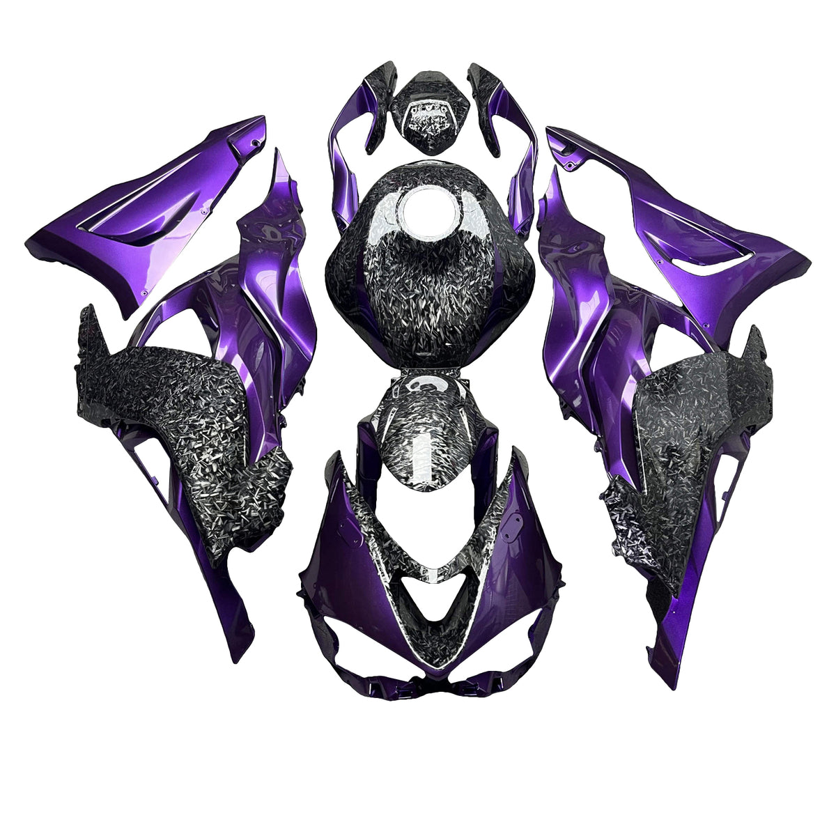 Amotopart 2024-2026 Kawasaki ZX-6R Kit carena modello in fibra di carbonio forgiata nero viola