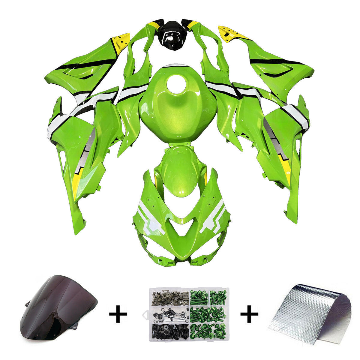 Zestaw owiewek Amotopart 2024-2026 Kawasaki ZX-6R zielony biały czarny