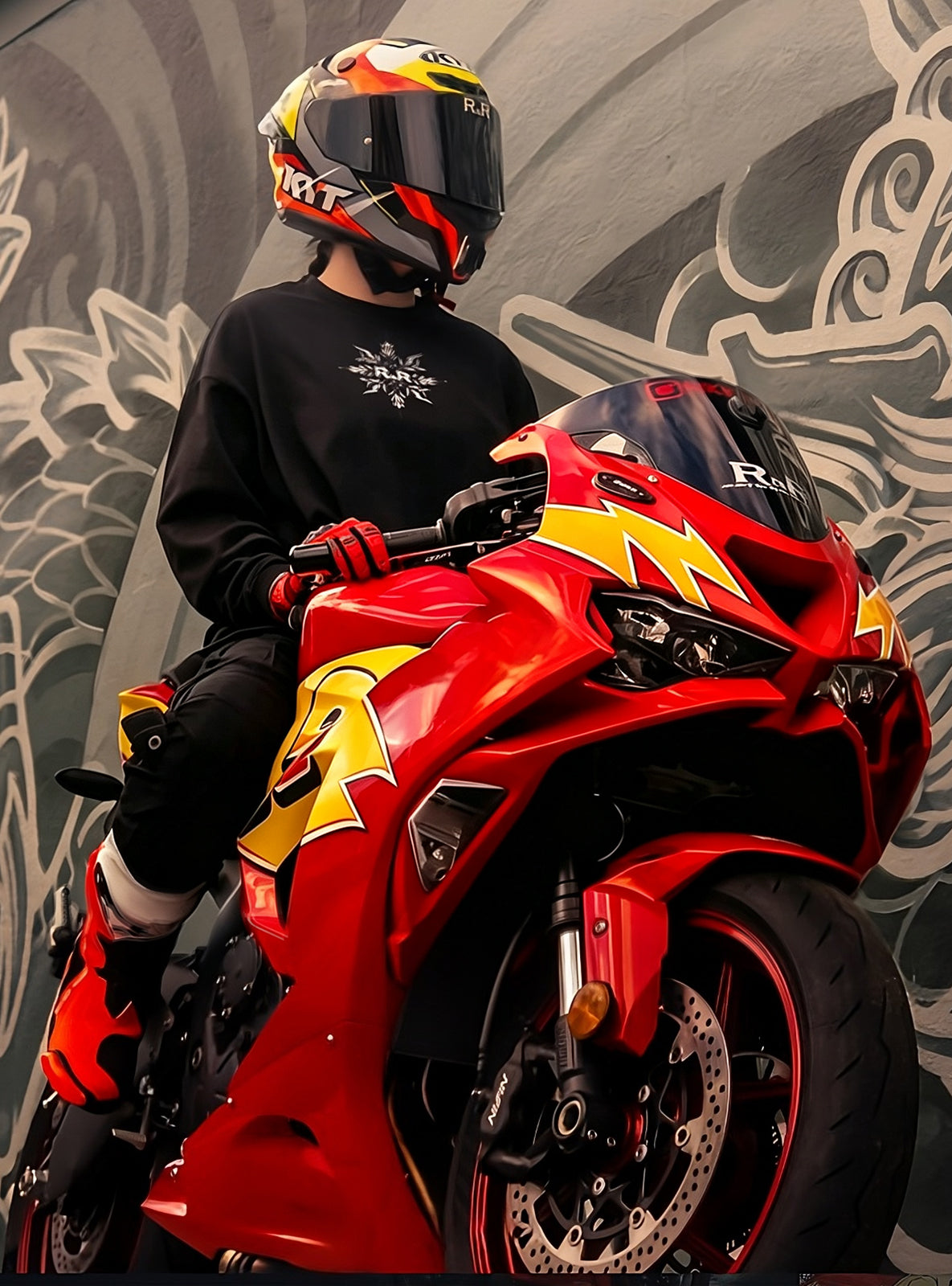 Amotopart 2024-2026 Kawasaki ZX-6R Czerwony Żółty Biały Zestaw Owiewek
