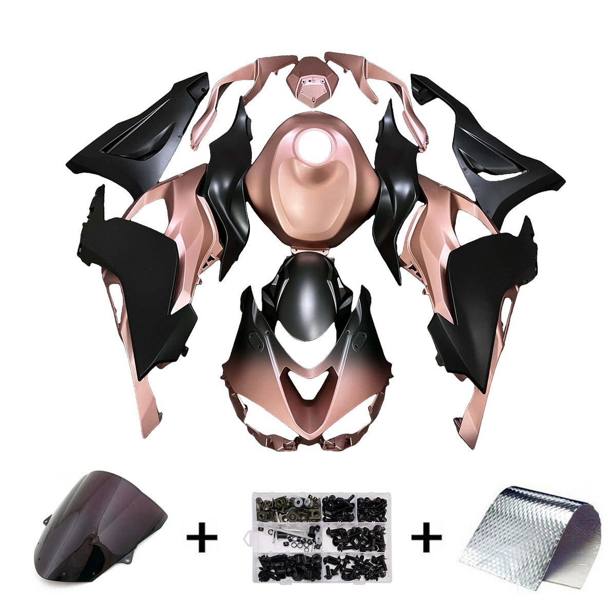 Amotopart 2024-2026 Kawasaki ZX-6R Rose Gold Black Fairing Kit