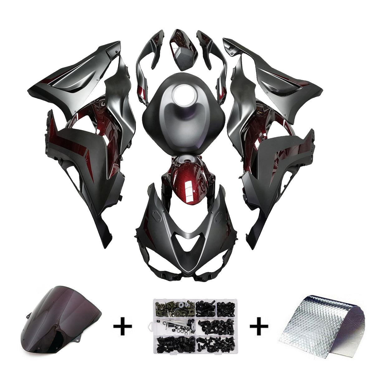 Amotopart 2024–2026 Kawasaki ZX-6R Schwarz-Rot-Verkleidungsset