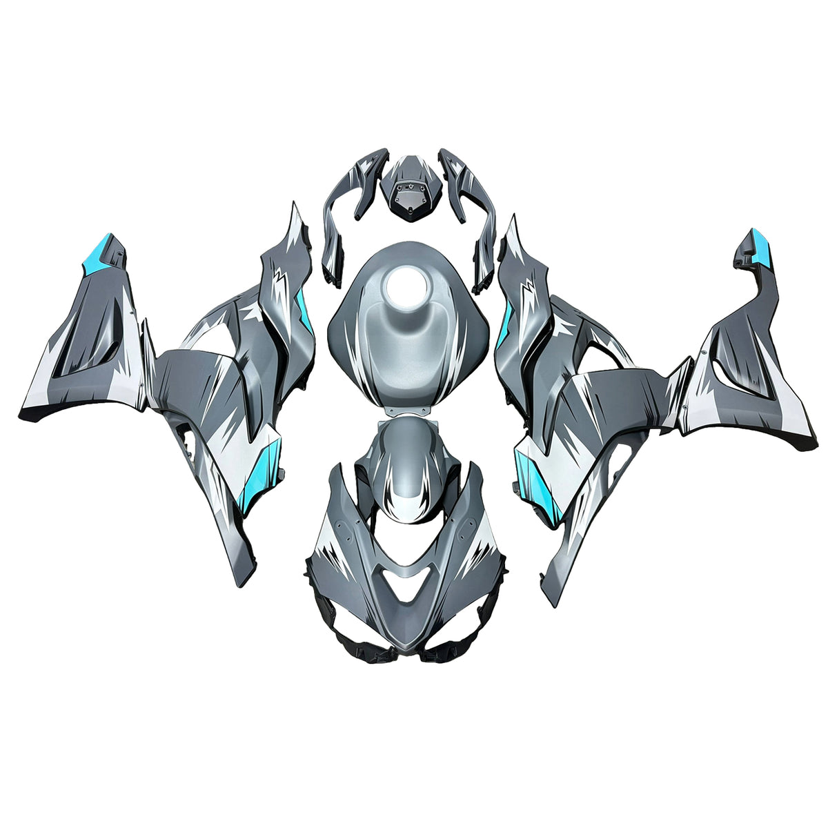 Amotopart 2024-2026 Kawasaki ZX-6R Gray Silver Teal Fairing Kit