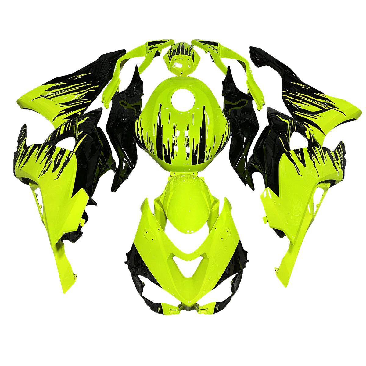 Amotopart 2024-2026 Kawasaki ZX-6R ネオンイエロー ブラック フェアリングキット