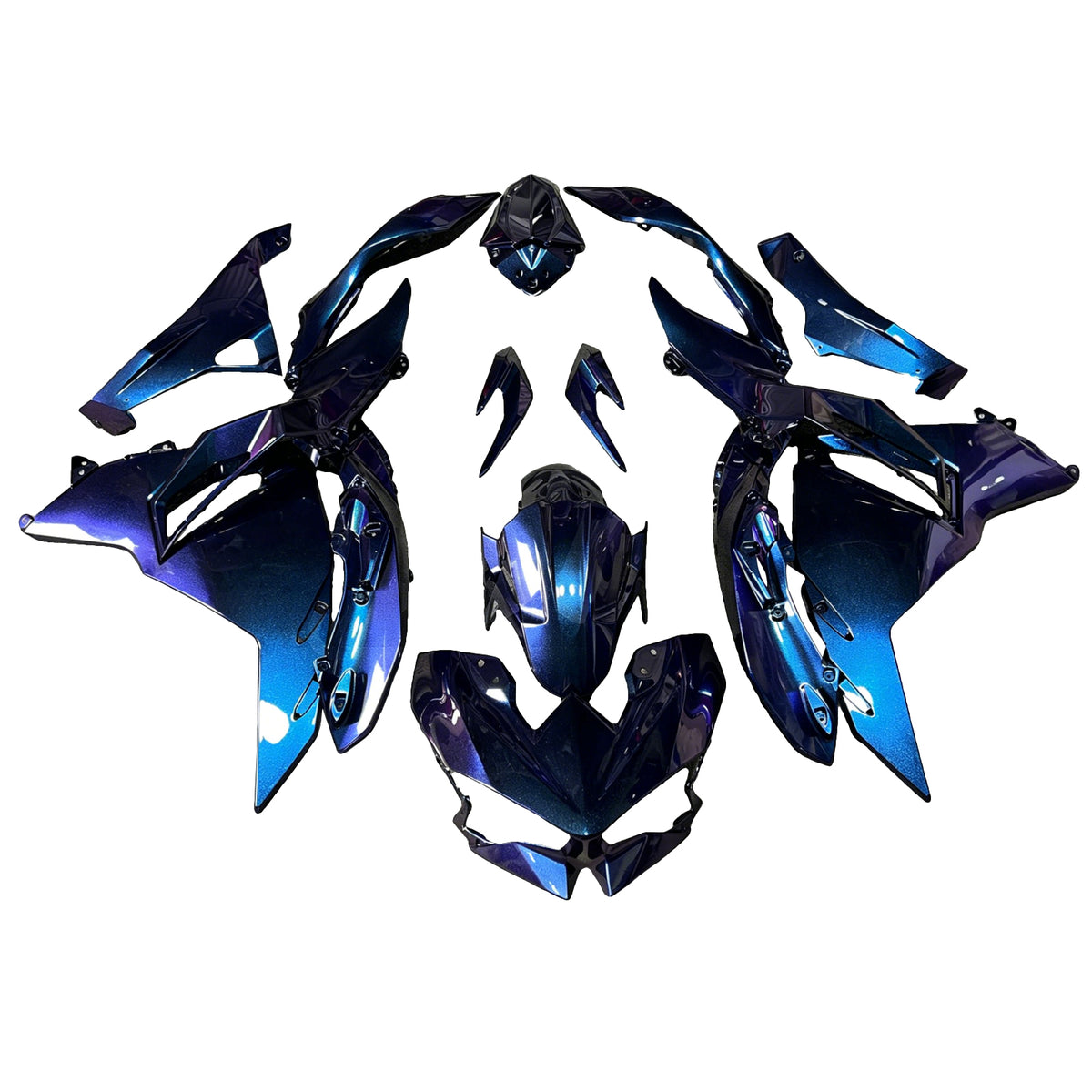 Amotopart 2024-2026 Kawasaki Ninja 500 Blue Purple Black Chameleon Fairing Kit