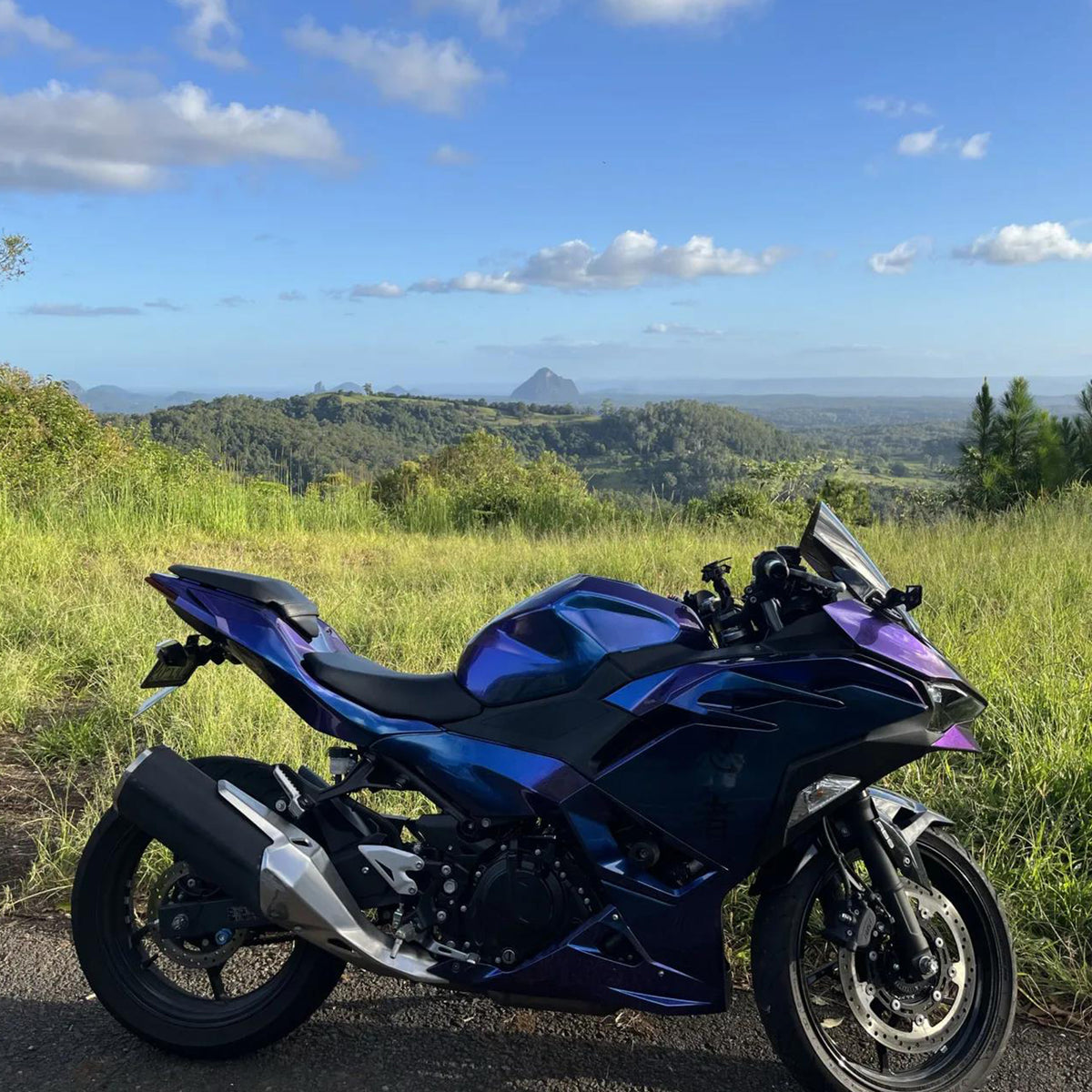 Amotopart 2024-2026 Kawasaki Ninja 500 Blue Purple Black Chameleon Fairing Kit