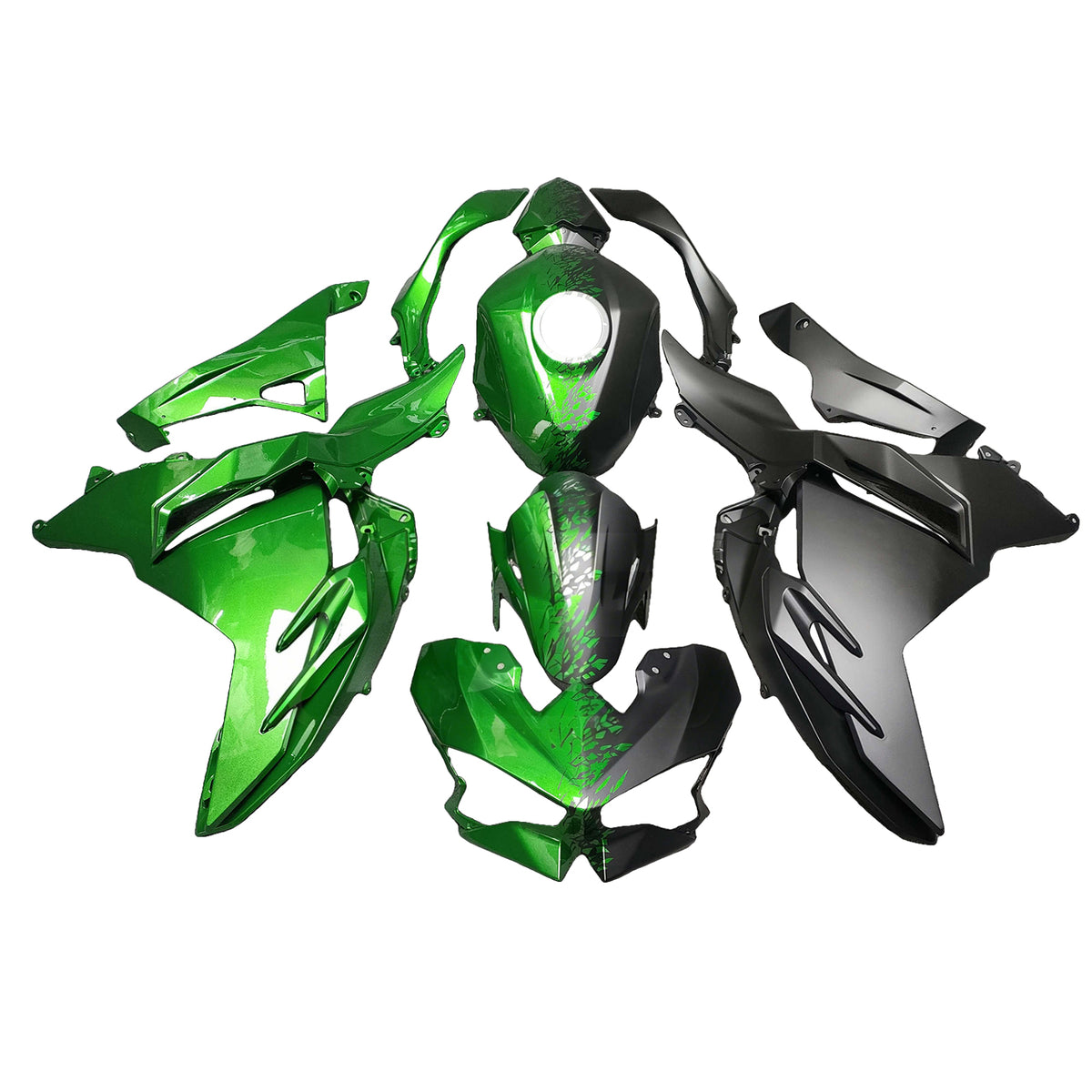 Amotopart 2024-2026 Kawasaki Ninja 500 groen-zwarte kuipset