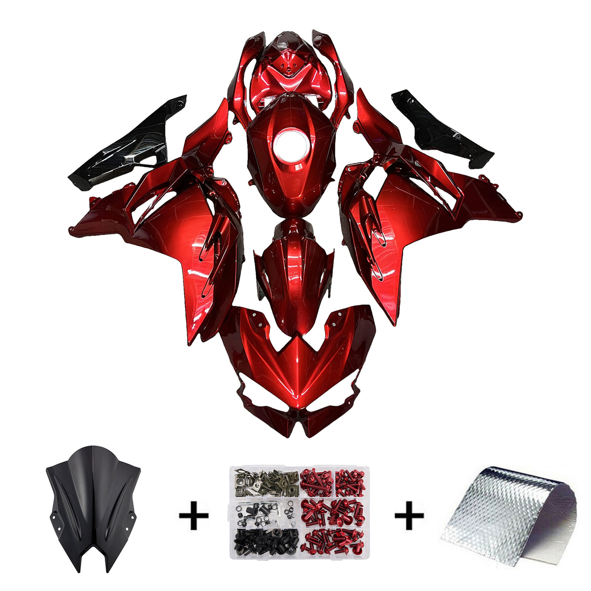 Sada kapotáže Amotopart 2024-2026 Kawasaki Ninja 500 Red Black