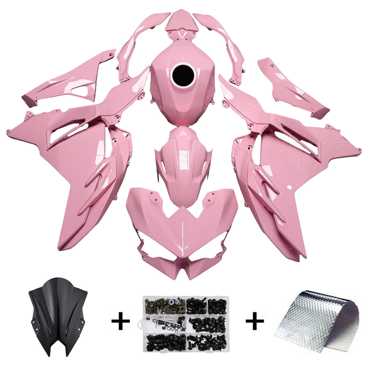 Amotopart 2024-2026 Kawasaki Ninja 500 Pink Fairing Kit