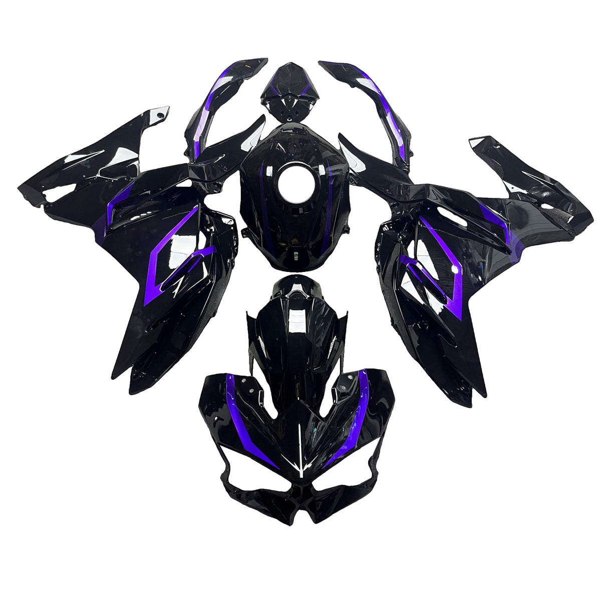 Kit carena Amotopart 2024-2026 Kawasaki Ninja 500 nero viola