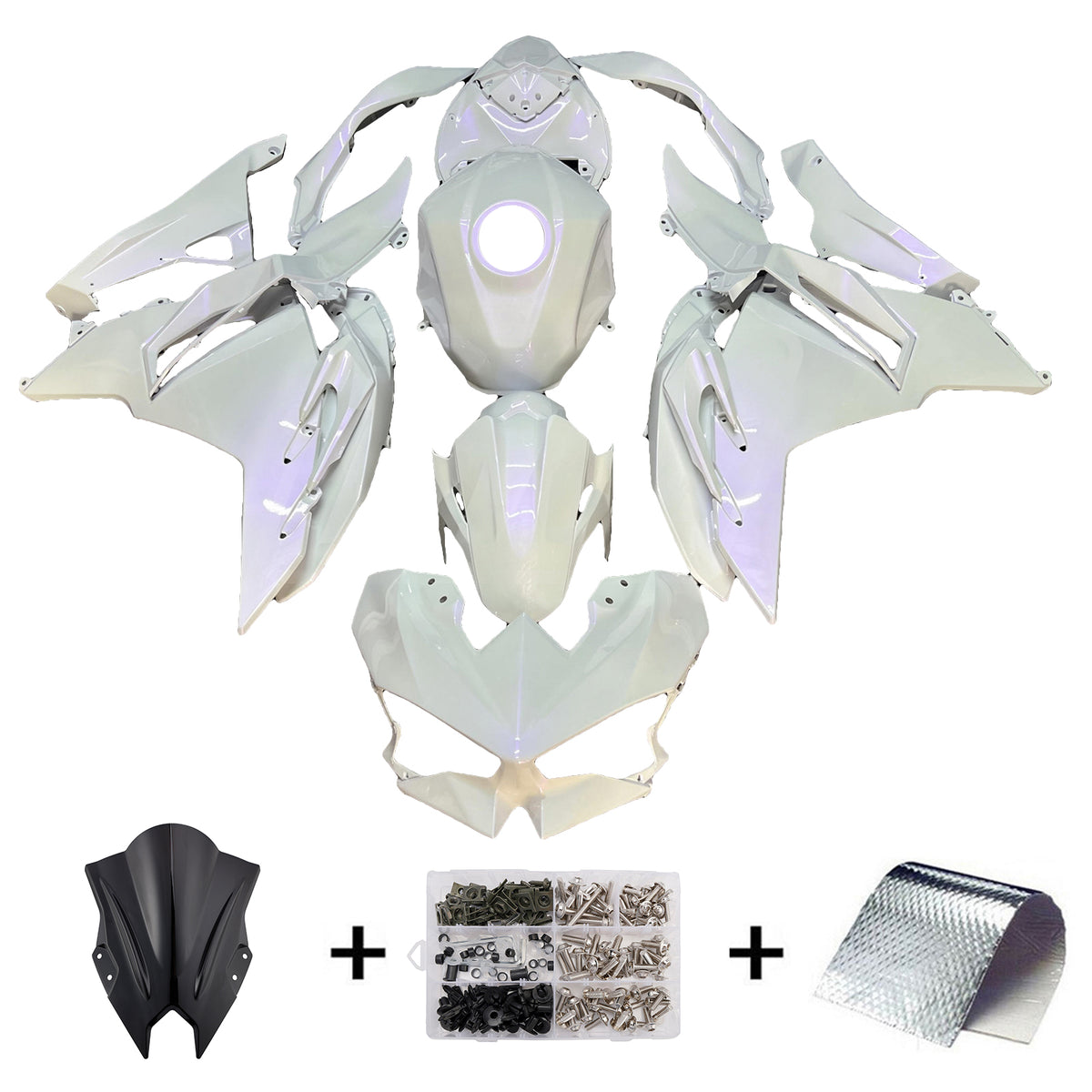 Amotopart 2024-2026 Kawasaki Ninja 500 Parelwit Paars kuipset