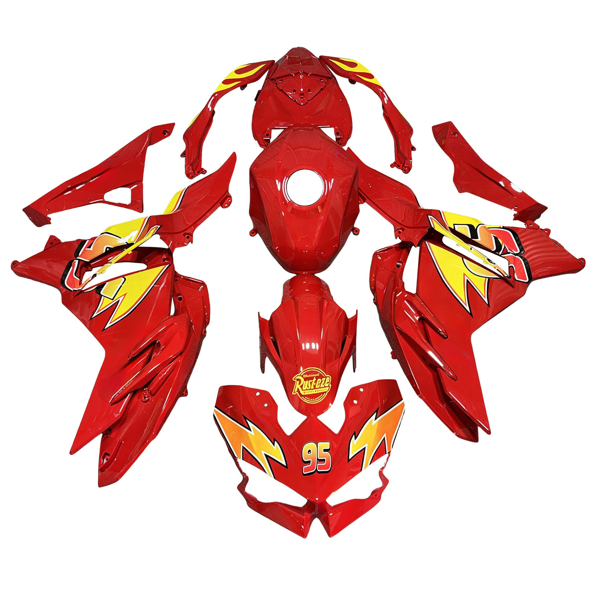Amotopart 2024-2026 Kawasaki Ninja 500 Red Yellow White Fairing Kit