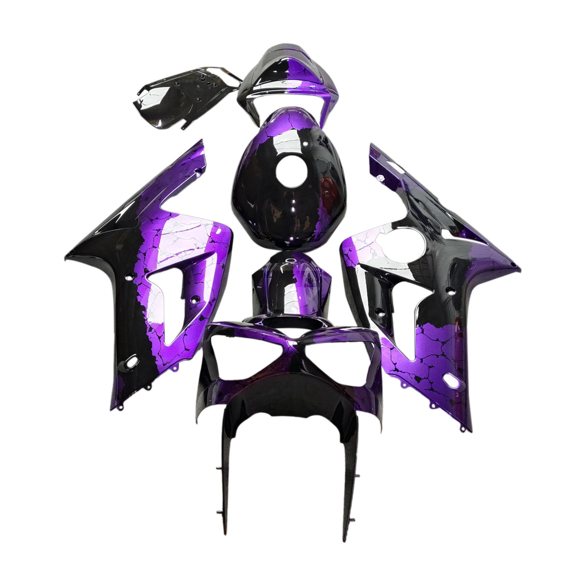 Amotopart 2003-2004 Kawasaki ZX6R 636 Purple Black Fairing Kit