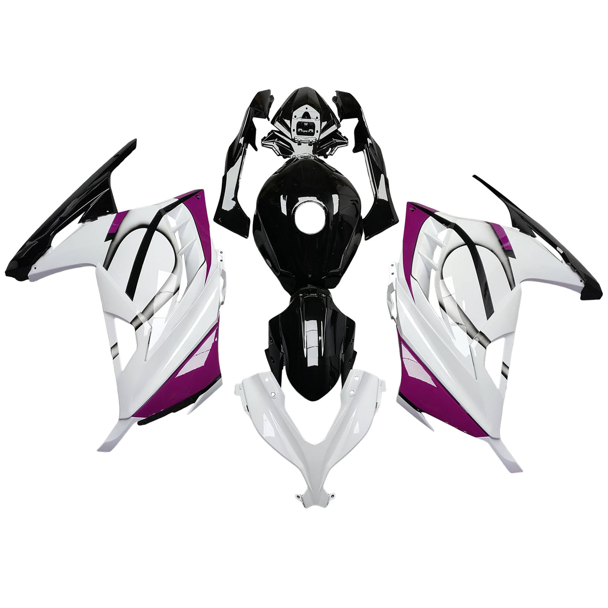 Amotopart 2013-2024 Kawasaki EX300 Ninja300 White Purple Black Fairing Kit